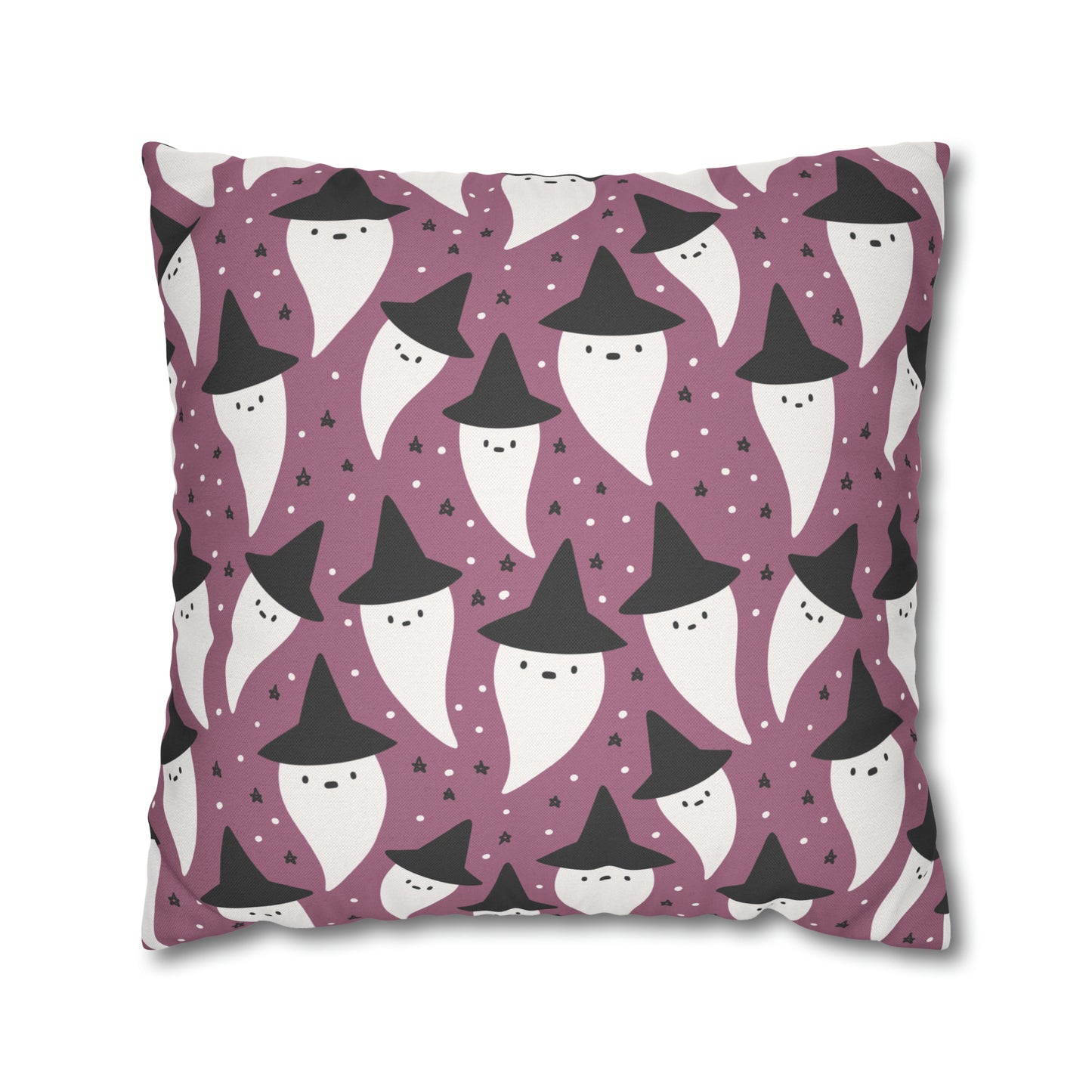 Whimsical Pillowcase, Spooky Ghosts Halloween Purple Pillow Cover, Square Accent Pillow Case - HolidayShoppingFinds