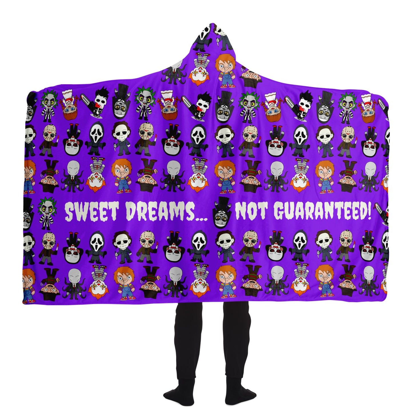 Halloween Killers Hooded Blanket "Sweet Dreams Not Guaranteed!"- Purple - HolidayShoppingFinds
