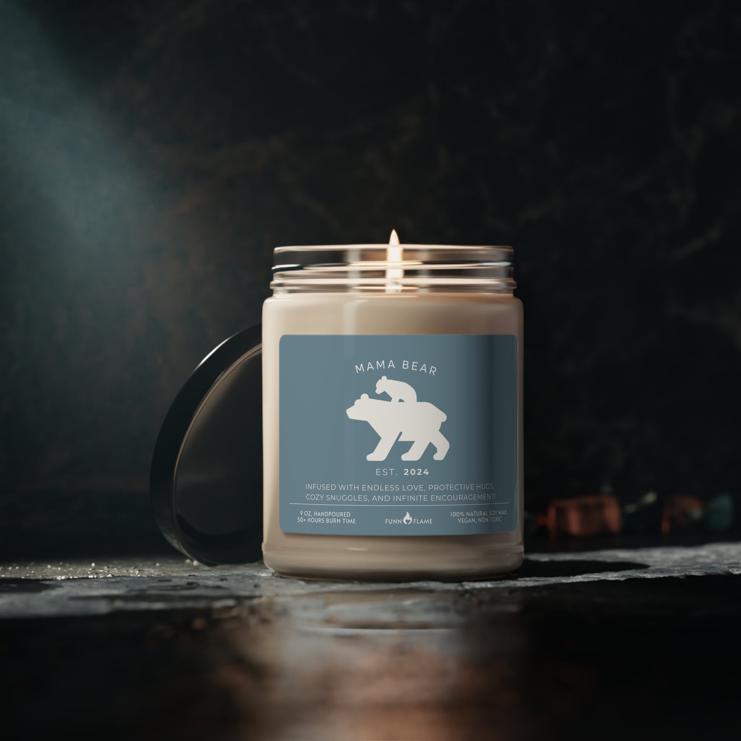 Mama Bear Candle, Personalized Gift For Mom, Scented Candle Blue, 100% Vegan Soy Wax Candle Eco-Friendly Long-Lasting Candle - HolidayShoppingFinds