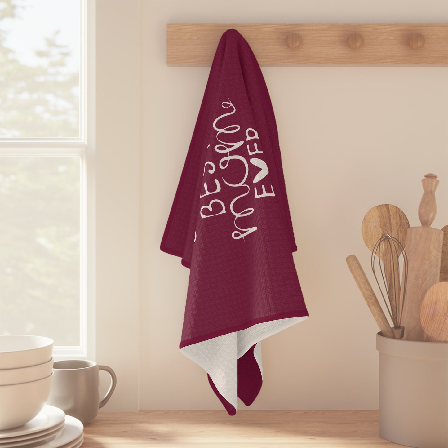 Personalized Best Mom Ever Kitchen Towel Pink, Mom Gift, Baby Elephants Towel - HolidayShoppingFinds
