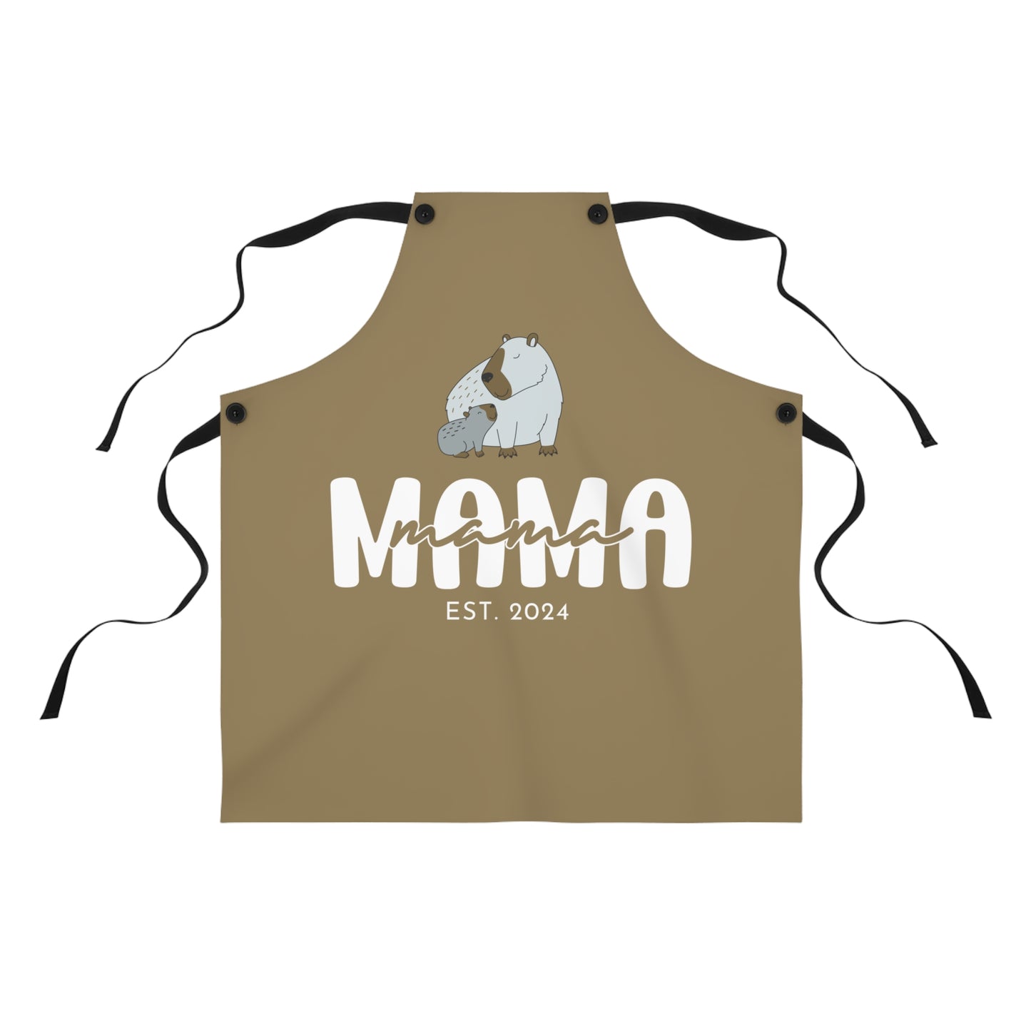 Personalized Mama Capybara Apron Khaki, Chef Apron Gift For Mom - HolidayShoppingFinds