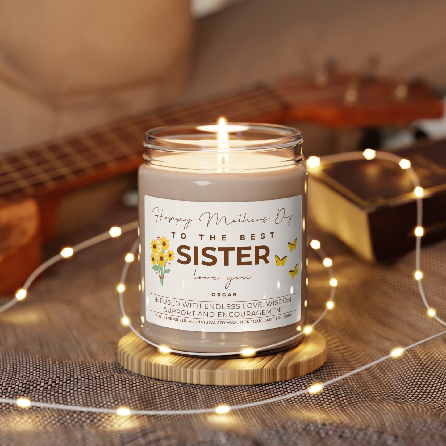 Personalized Happy Mother's Day Candle for Sister Custom Gift for Moms To The Best Mom Mommy Mama Mami Mum, Mother's Day Gift (J) - HolidayShoppingFinds