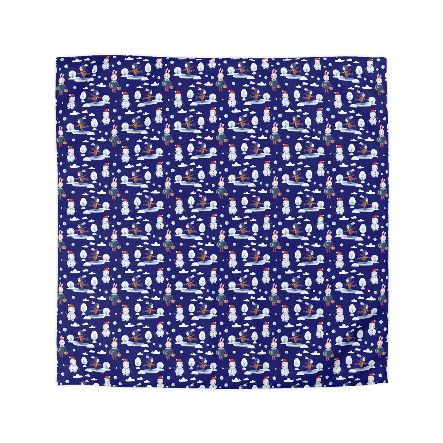 Snowman Duvet Covet, Holiday Duvet, Winter Blue Duvet Twin/TwinXL/Queen/King Duvet - HolidayShoppingFinds