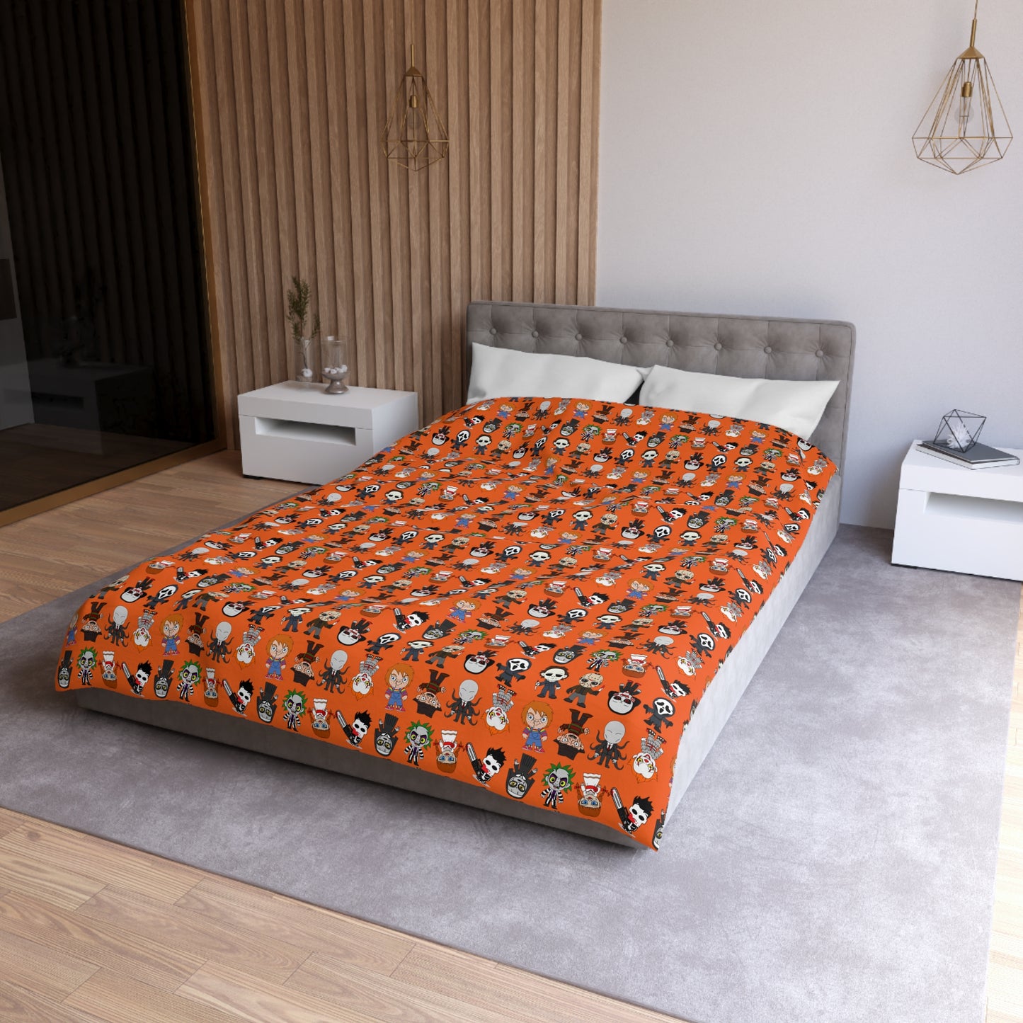 Halloween Killers Duvet Cover, Horror Movie Villains Orange Twin/TwinXL/Queen/King Duvet - HolidayShoppingFinds