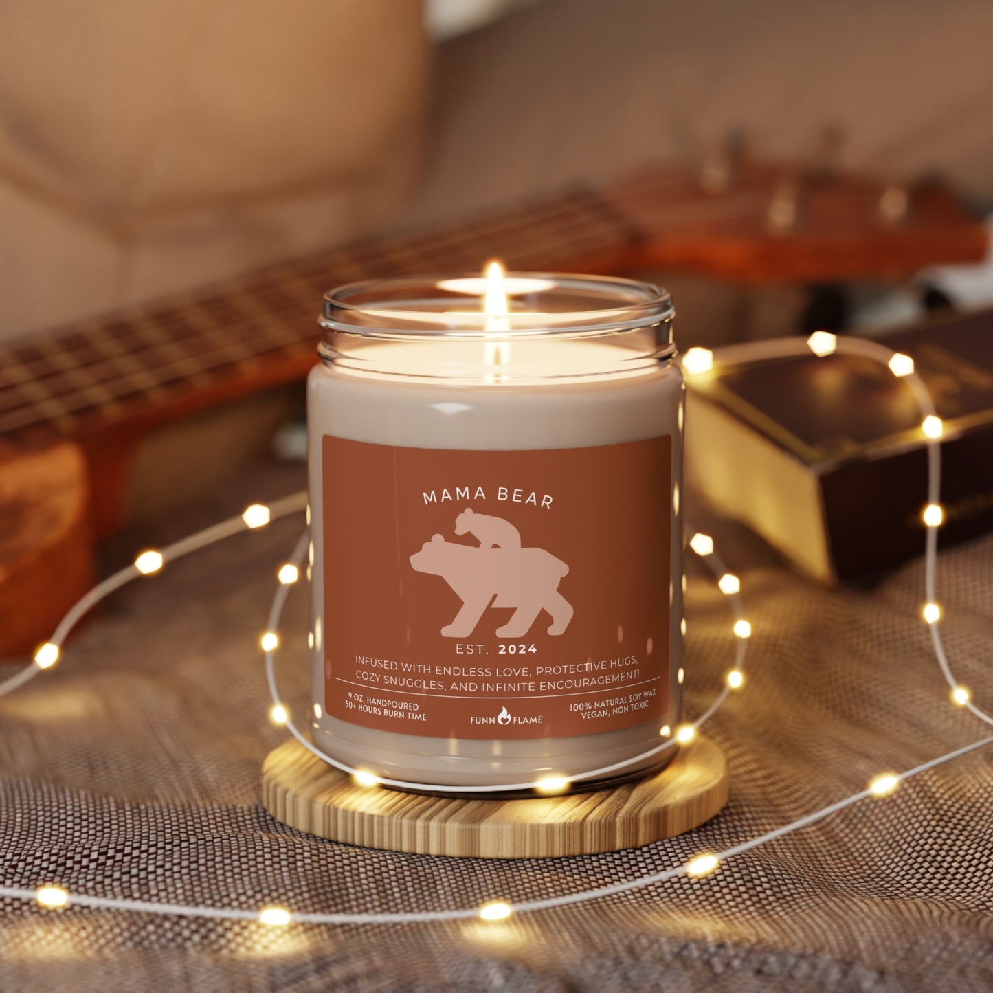 Mama Bear Candle, Personalized Gift For Mom, Scented Candle Brown, 100% Vegan Soy Wax Candle Eco-Friendly Long-Lasting Candle - HolidayShoppingFinds