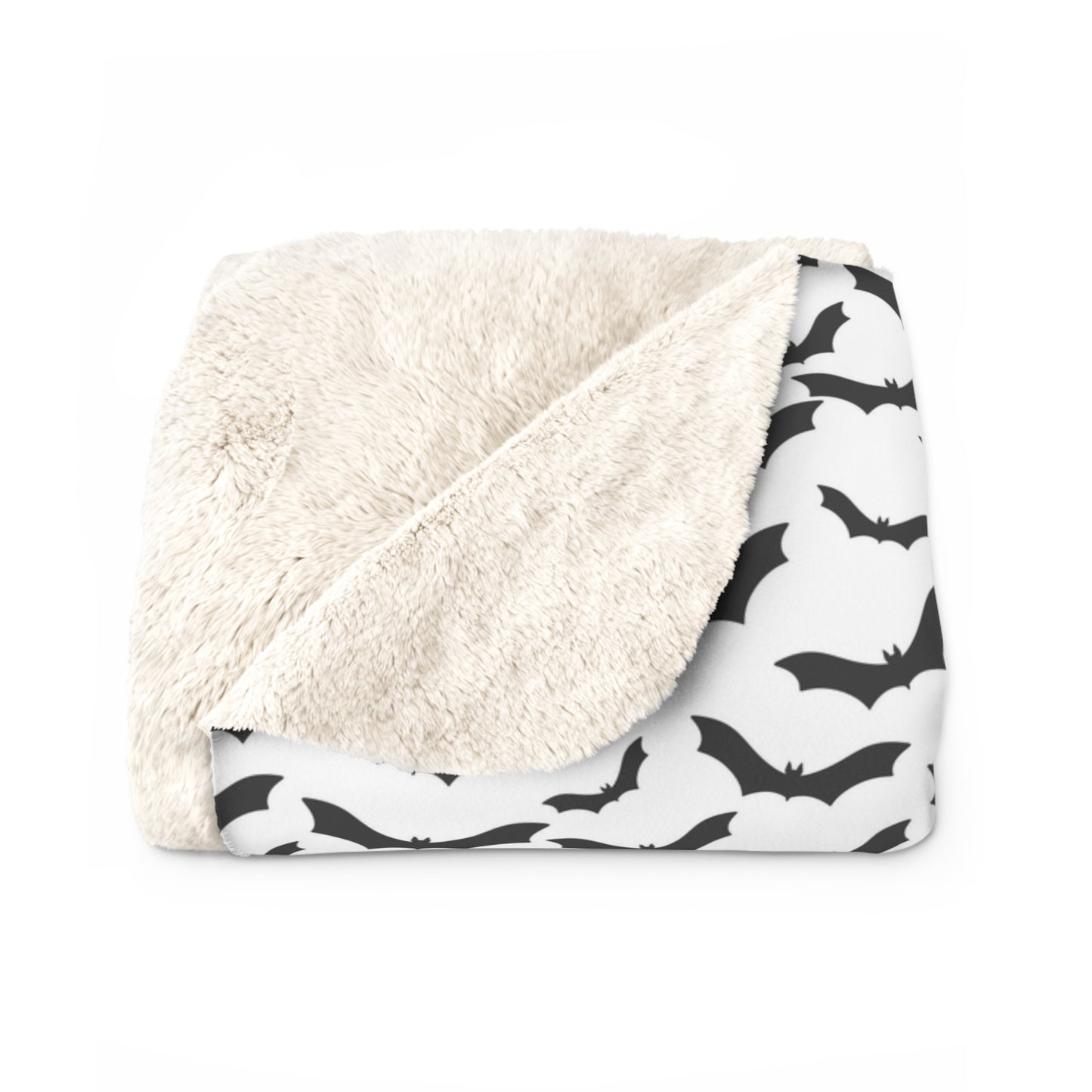 Spooky Bats Sherpa Fleece Blanket, Halloween Throw Blanket B&W Blanket - HolidayShoppingFinds
