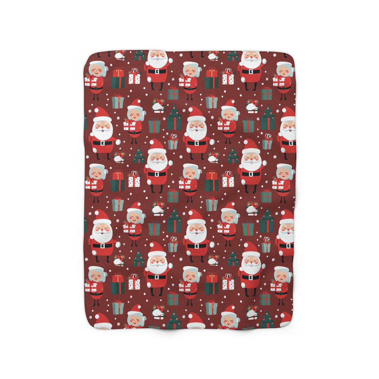 Santa & Mrs. Claus Sherpa Blanket, Christmas Holiday Fleece Blanket, Cozy Throw Blanket, Holiday Gift - HolidayShoppingFinds