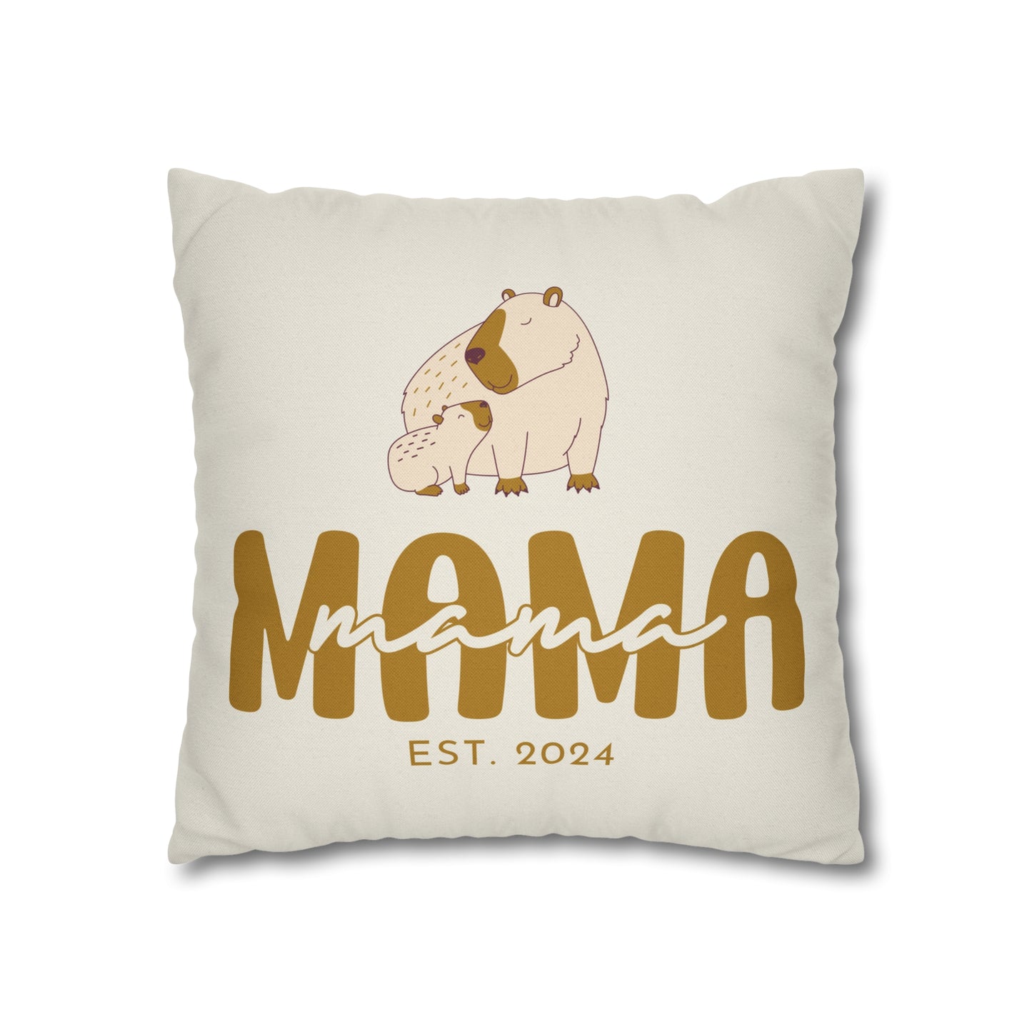 Personalized Mama Capybara Pillowcase Beige, Gift For Mom - HolidayShoppingFinds