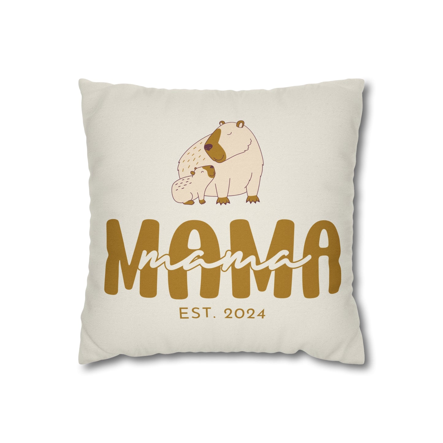 Personalized Mama Capybara Pillowcase Beige, Gift For Mom - HolidayShoppingFinds