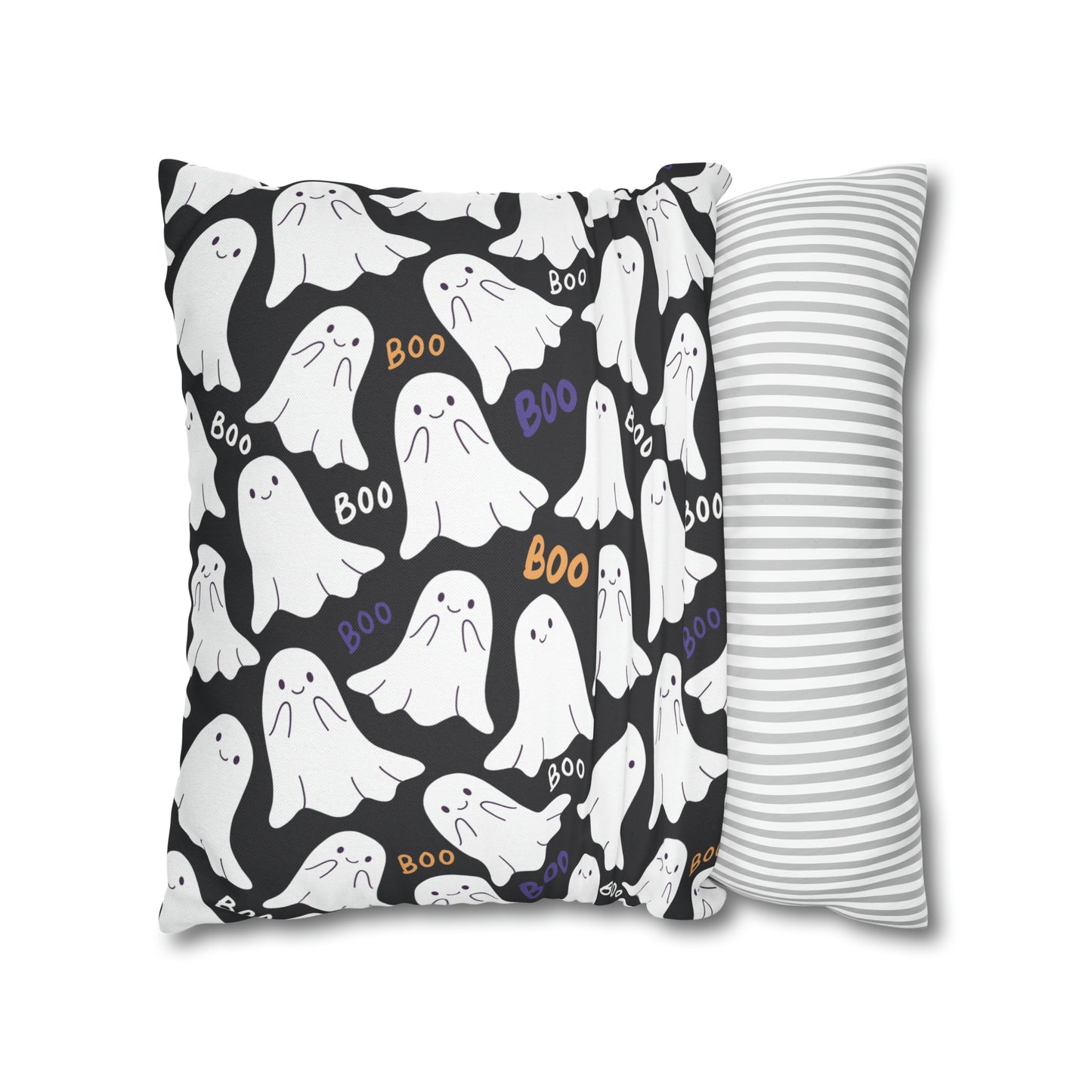 BOO Ghost Decorative Pillowcase Halloween Ghost Spooky Sofa Pillow B&W - HolidayShoppingFinds