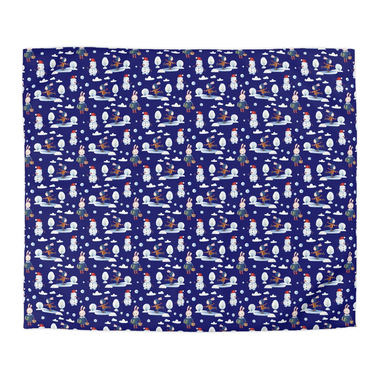 Snowman Duvet Covet, Holiday Duvet, Winter Blue Duvet Twin/TwinXL/Queen/King Duvet - HolidayShoppingFinds