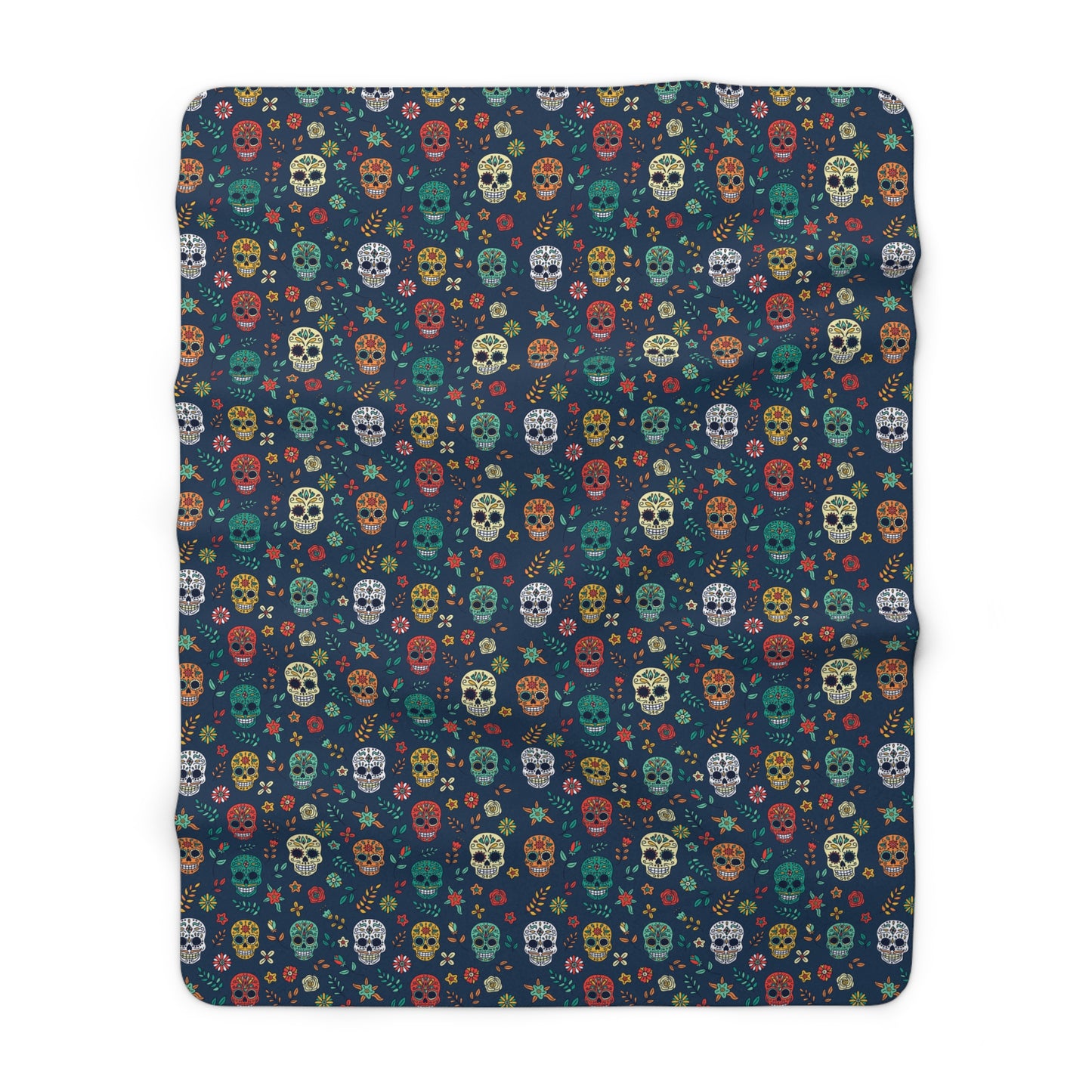 Sugar Skull Sherpa Blanket, Day of the Dead Halloween Blanket, Blue Throw Blanket, Cozy Sofa Blanket - HolidayShoppingFinds