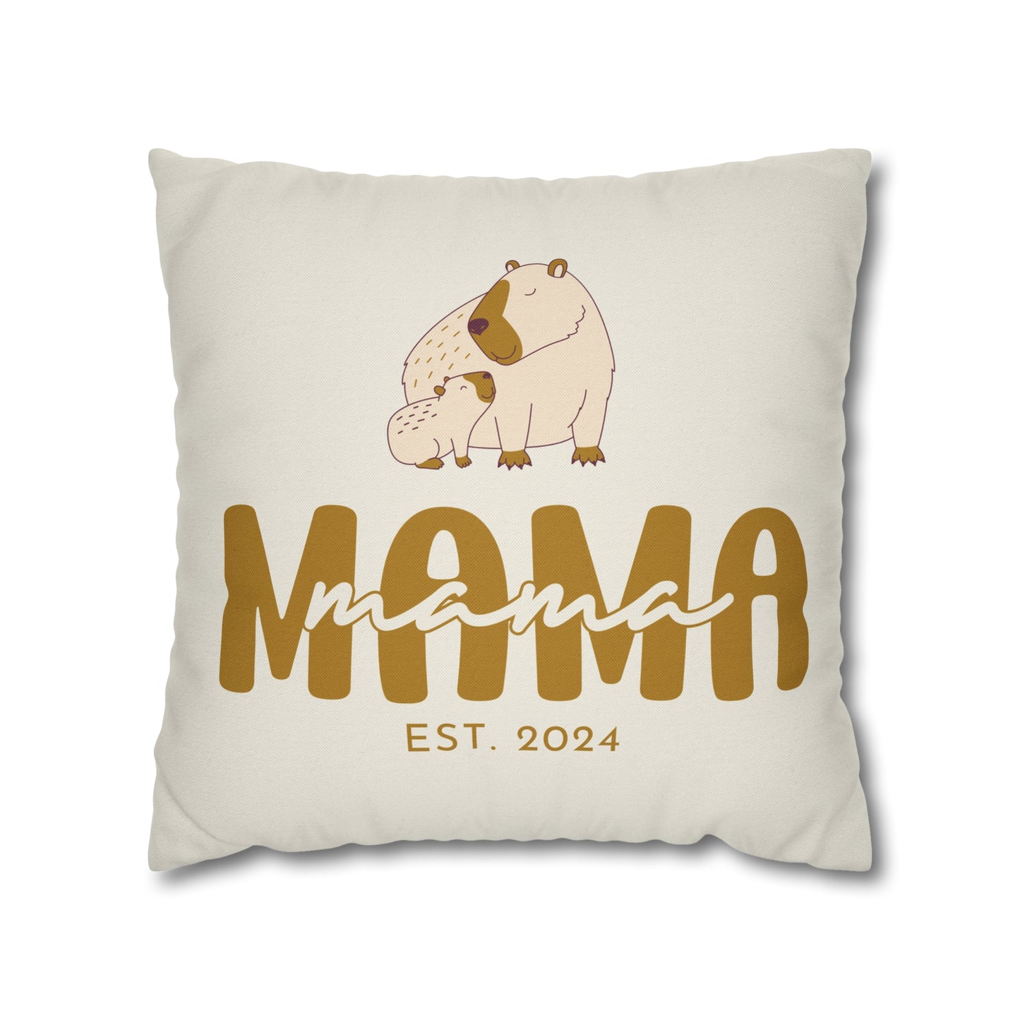 Personalized Mama Capybara Pillowcase Beige, Gift For Mom - HolidayShoppingFinds