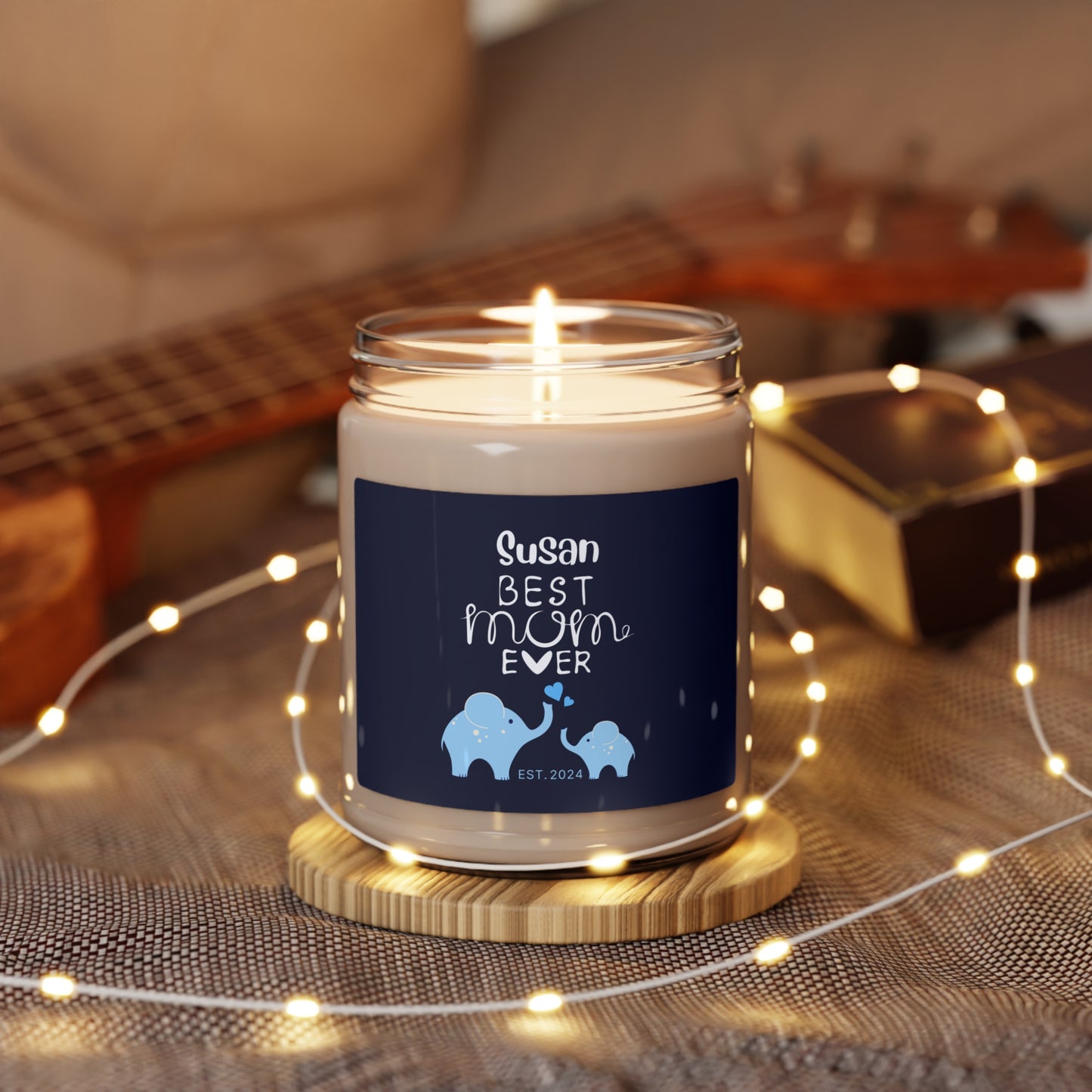 Best Mom Ever Candle, Custom Gift for Mother Mom & Baby Elephants Blue, 100% Vegan Soy Wax Scented Candle, Eco-Friendly - HolidayShoppingFinds