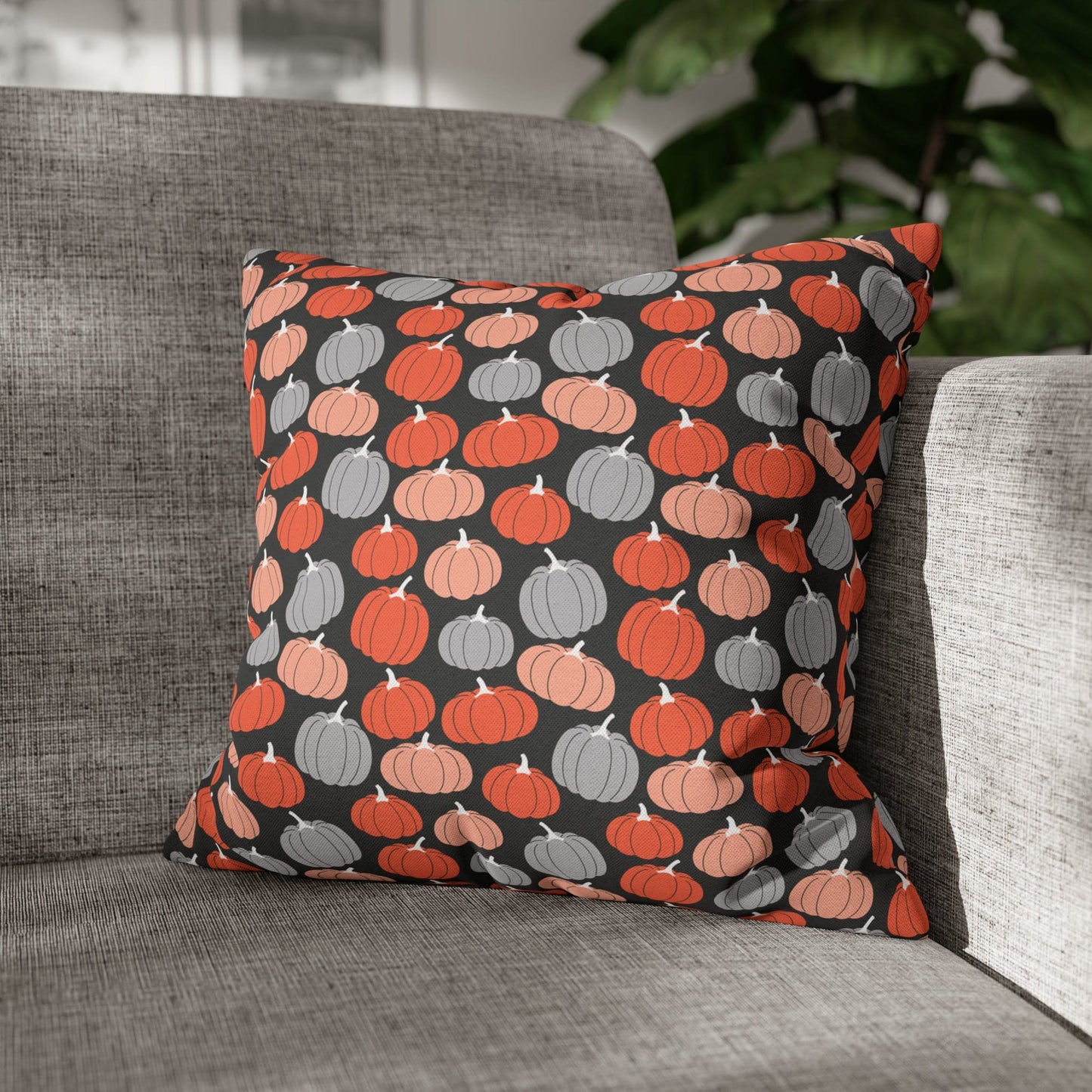 Pumpkins Square Pillow Case Throw Cover, Fall Accent Pillow 16" × 16" - HolidayShoppingFinds