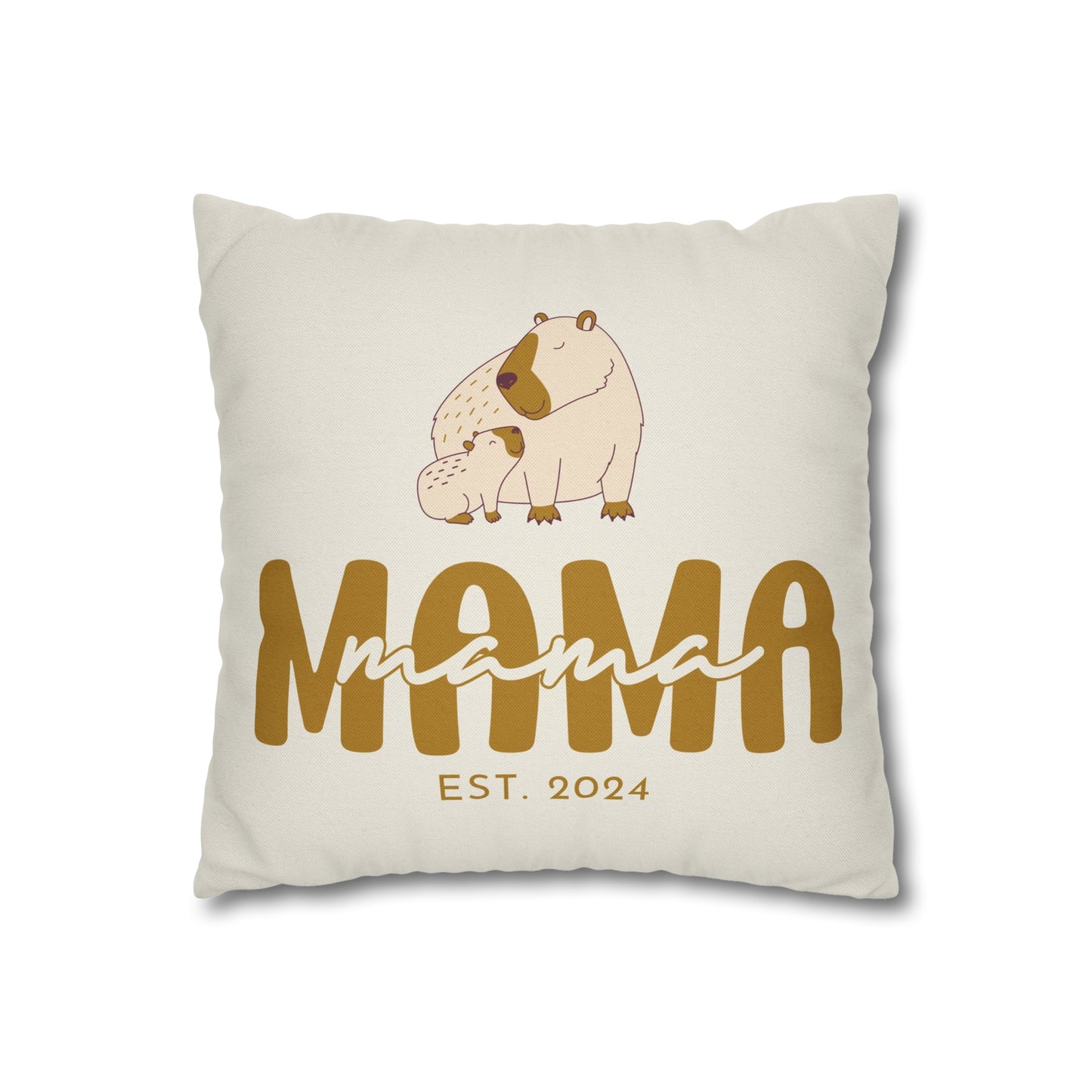 Personalized Mama Capybara Pillowcase Beige, Gift For Mom - HolidayShoppingFinds