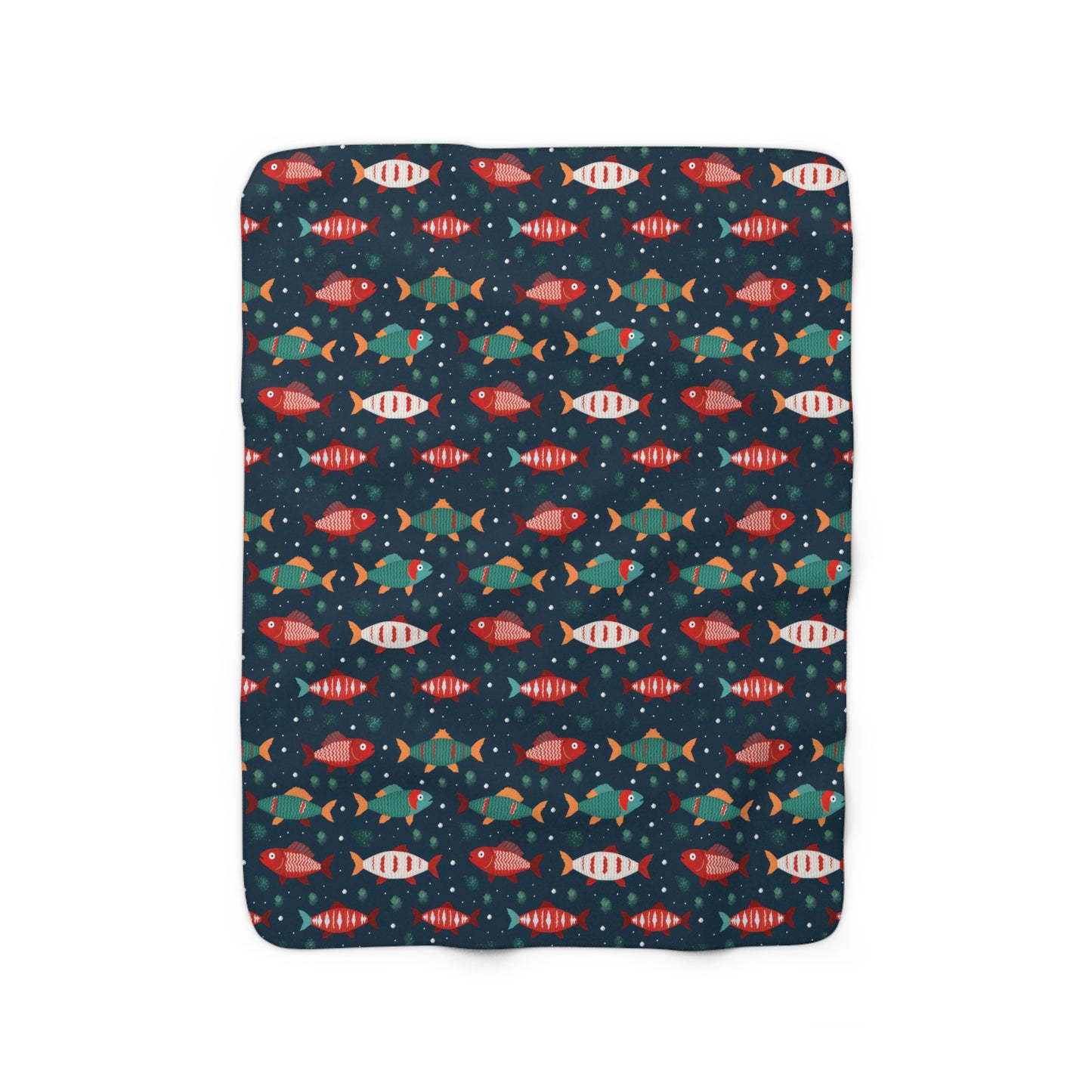 Marine Life Blanket, Fish Print Sherpa Fleece Blanket Blue, Fisherman Fishing Lover Gift, Ocean Throw Blanket, Coastal Home Décor - HolidayShoppingFinds