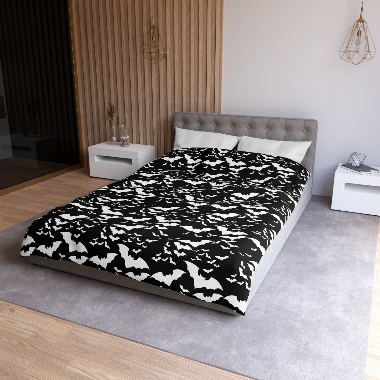 Spooky Bats Duvet Cover, Halloween Gothic Black Duvet, Twin/TwinXL/Queen/King Duvet - HolidayShoppingFinds