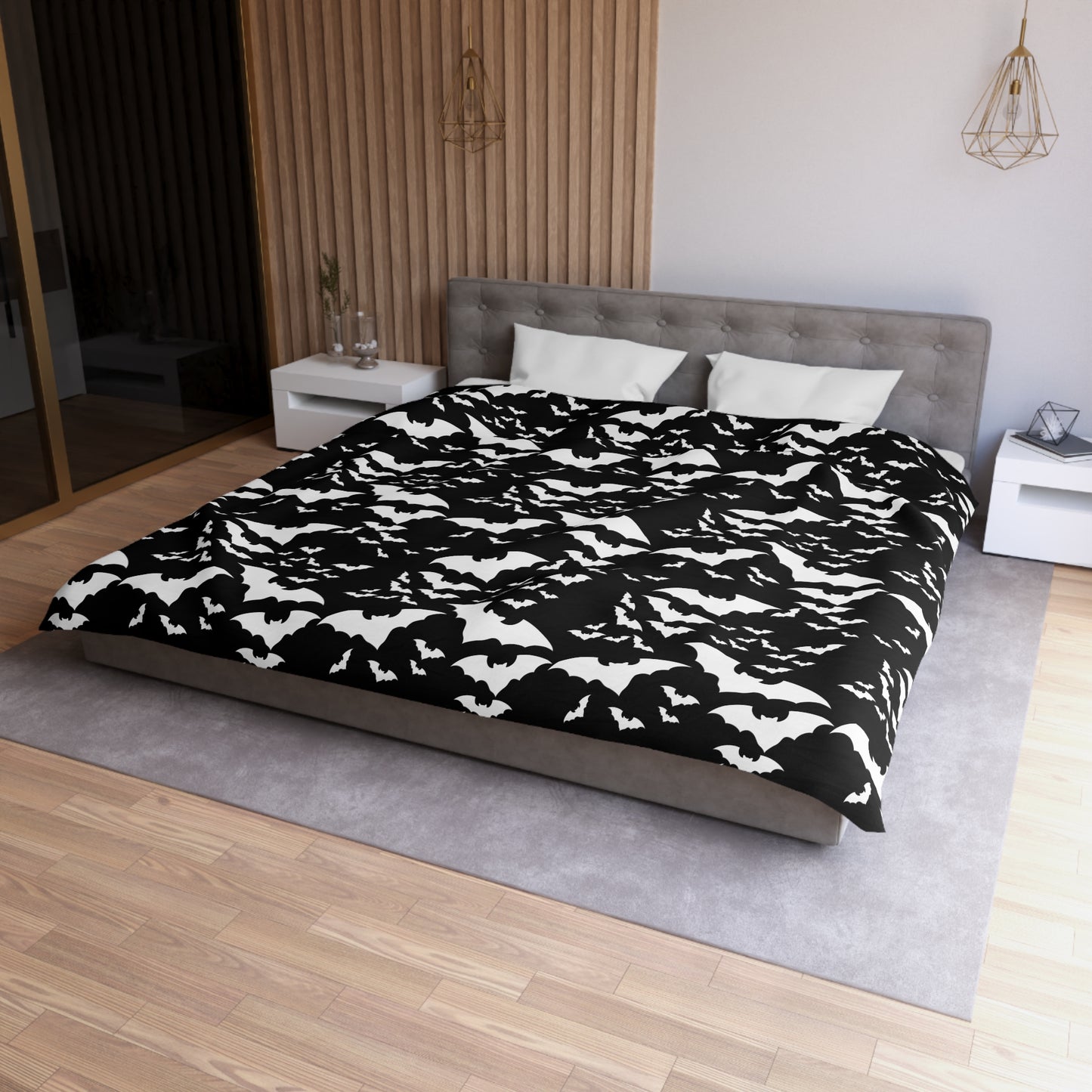 Spooky Bats Duvet Cover, Halloween Gothic Black Duvet, Twin/TwinXL/Queen/King Duvet - HolidayShoppingFinds