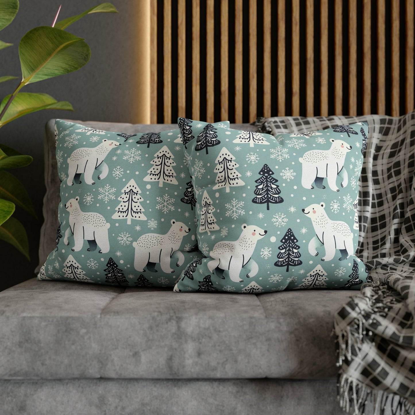 Polar Bears Pillowcase, Winter Accent Pillow Case, Bear Pillow Cover - HolidayShoppingFinds