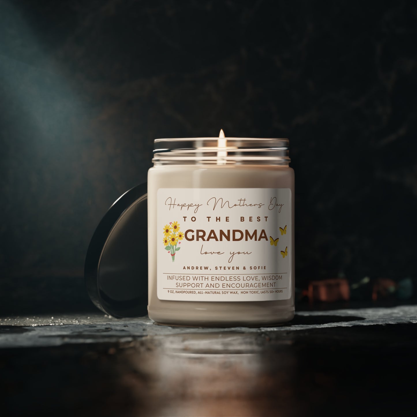 Personalized Happy Mother's Day Candle for Grandma, Custom Gift for Grandmother, To The Best Granny Grammie Nana Nona Abuela Gift (A) - HolidayShoppingFinds