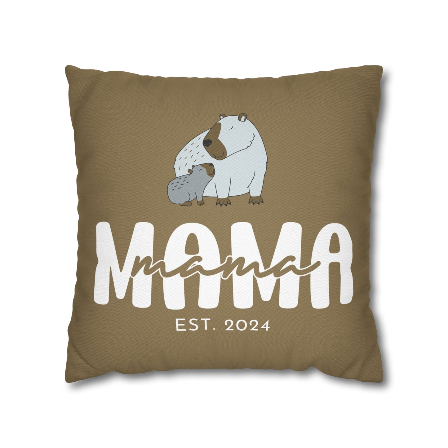 Personalized Mama Capybara Pillowcase Khaki, Gift For Mom - HolidayShoppingFinds