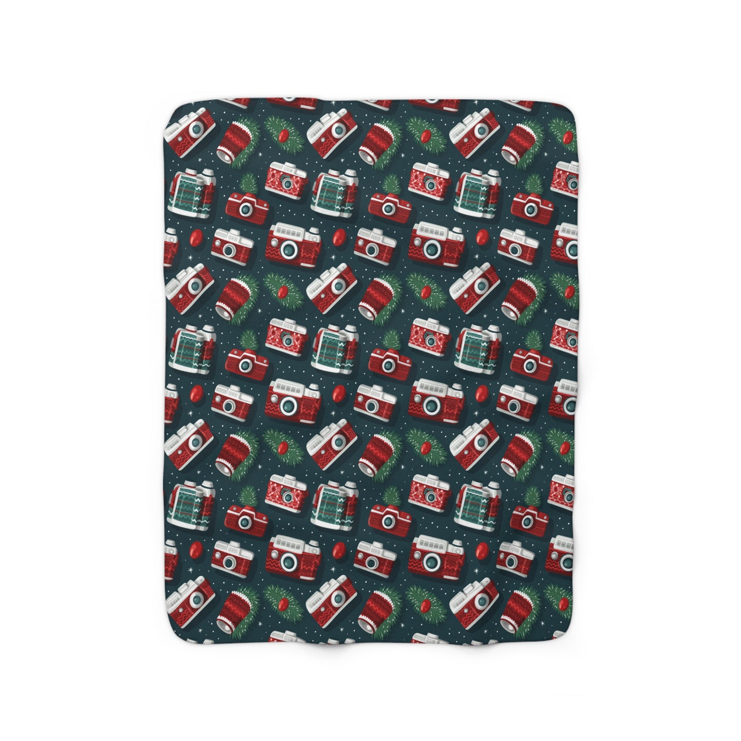 Vintage Cameras Sherpa Blanket, Retro Green Throw Blanket, Photography Lover Photographer Gift - HolidayShoppingFinds