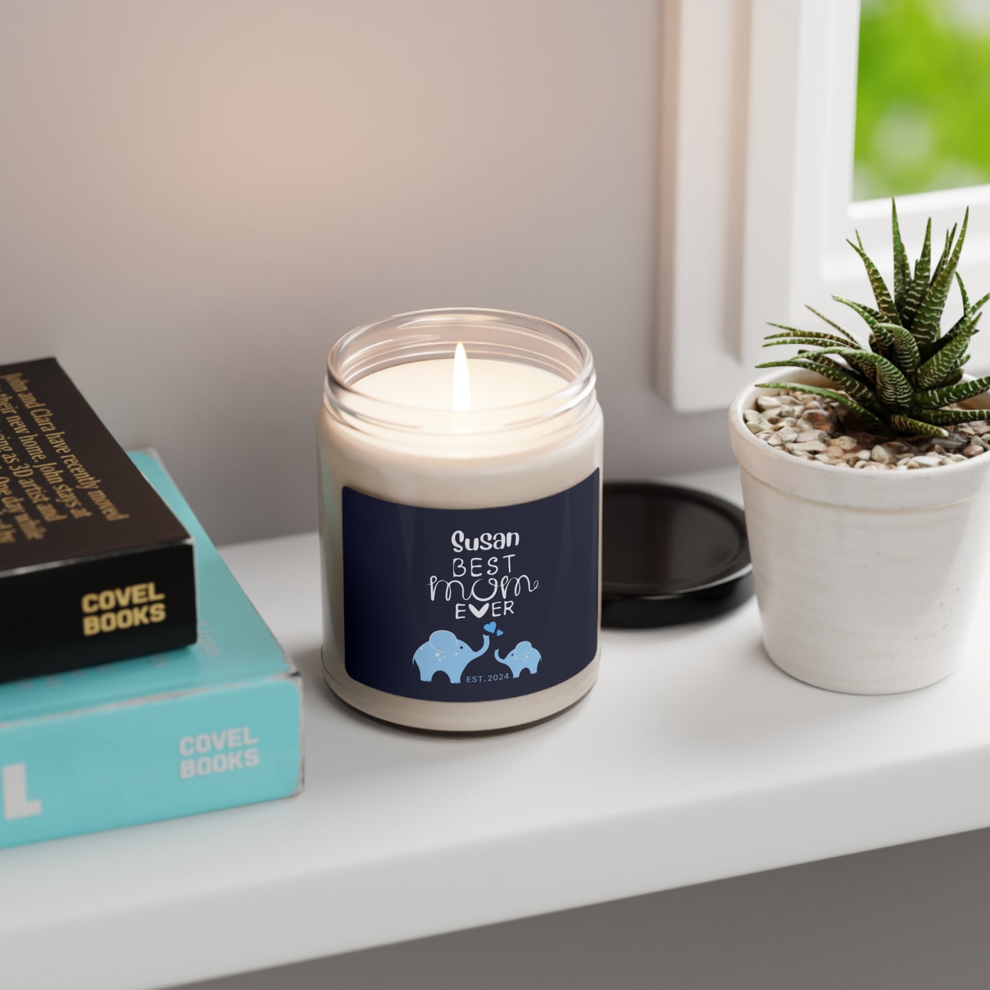 Best Mom Ever Candle, Custom Gift for Mother Mom & Baby Elephants Blue, 100% Vegan Soy Wax Scented Candle, Eco-Friendly - HolidayShoppingFinds