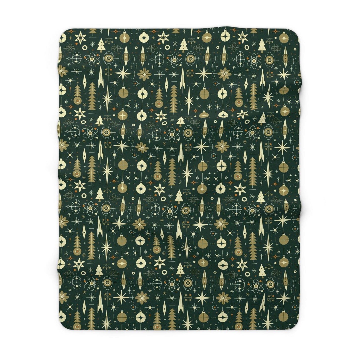 Green Gala Sherpa Fleece Blanket, Christmas Ornaments Throw Blanket - HolidayShoppingFinds