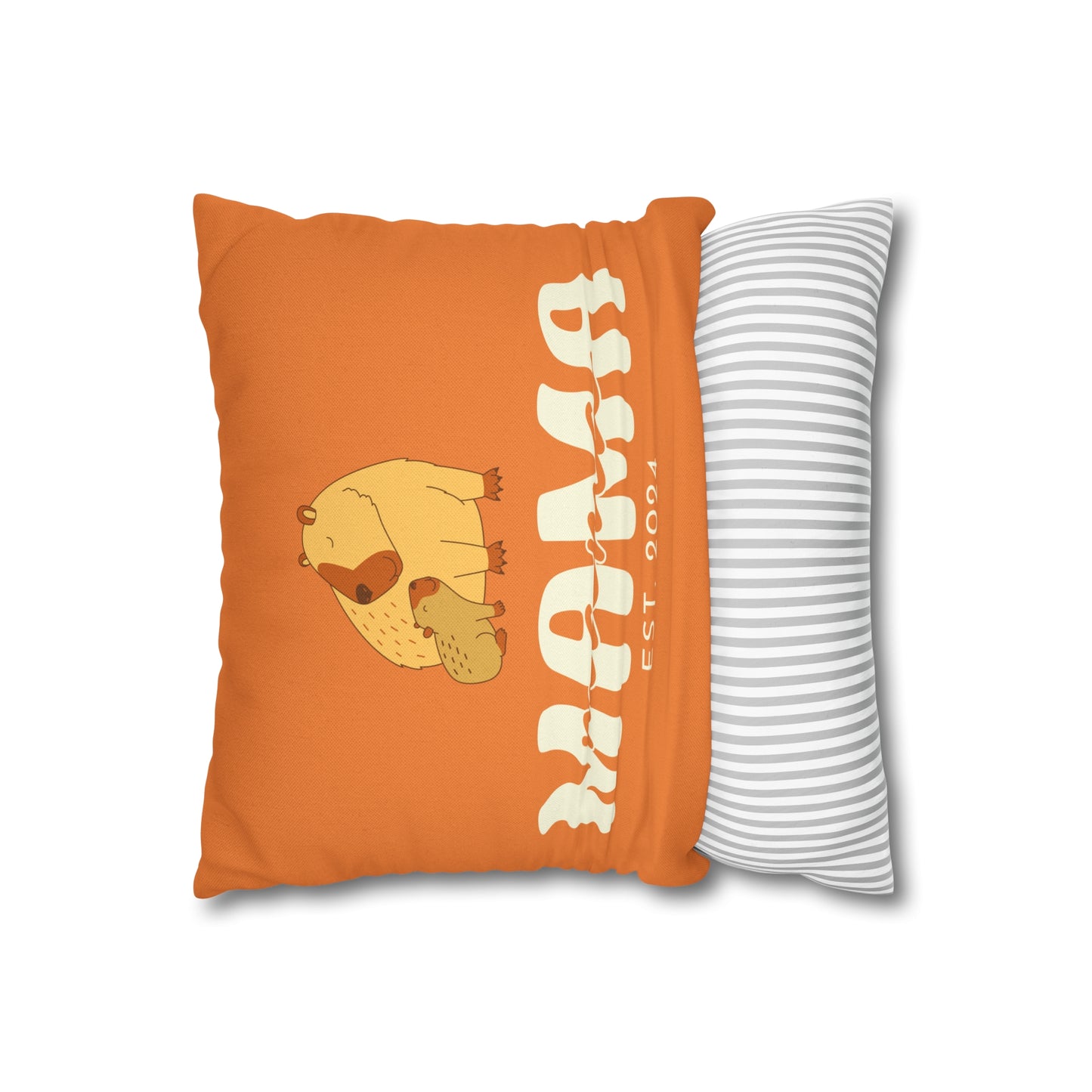 Personalized Mama Capybara Pillowcase Orange, Gift For Mom - HolidayShoppingFinds