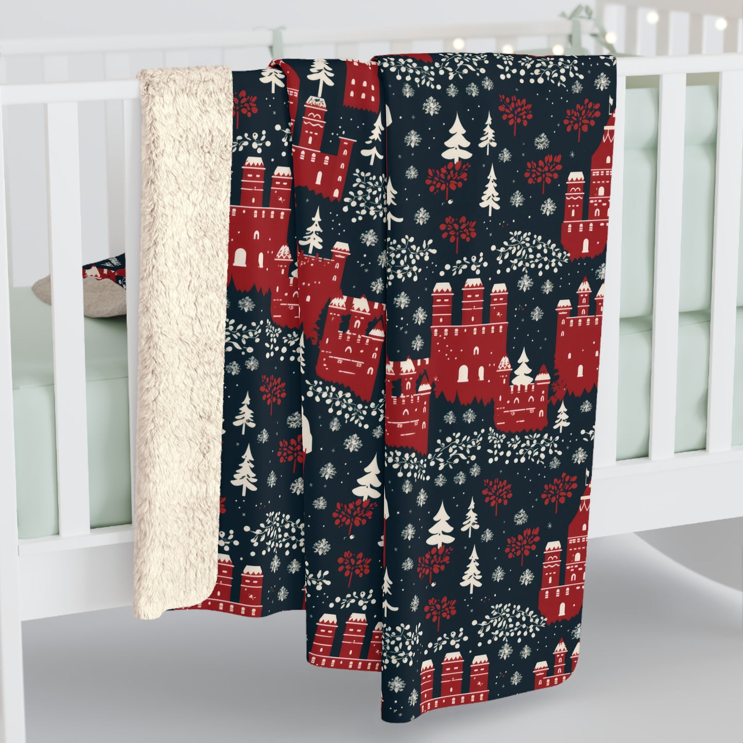 Castle Sherpa Blanket, Red Fort Throw Blanket, Medieval Fortress Citadel Blanket - HolidayShoppingFinds