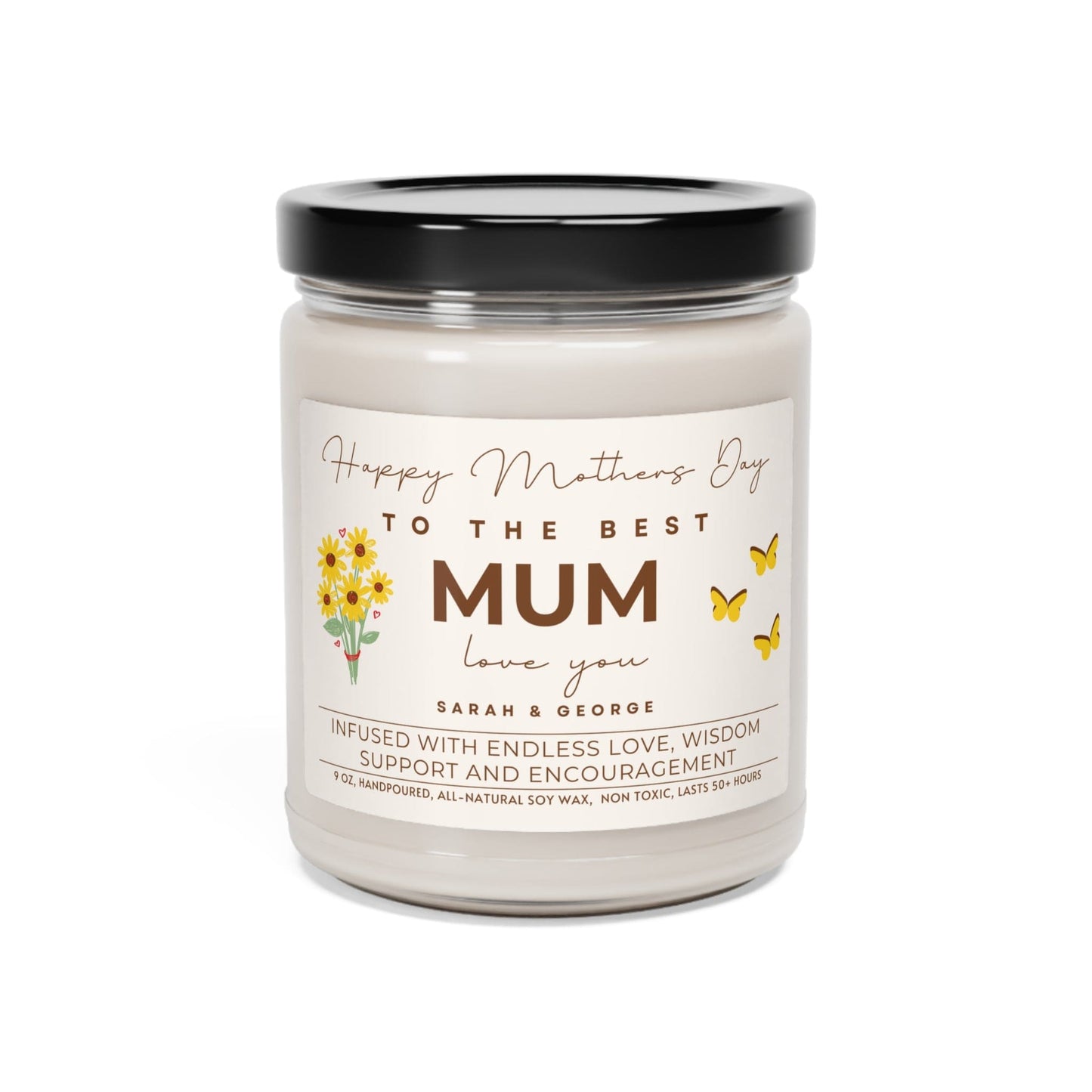 Personalized Candle for Mum, Happy Mother's Day Candle Custom Gift (E) Gift for Moms, 100% Vegan Soy Wax Scented Candle, Eco-Friendly Peppered Passionfruit 9oz - HolidayShoppingFinds