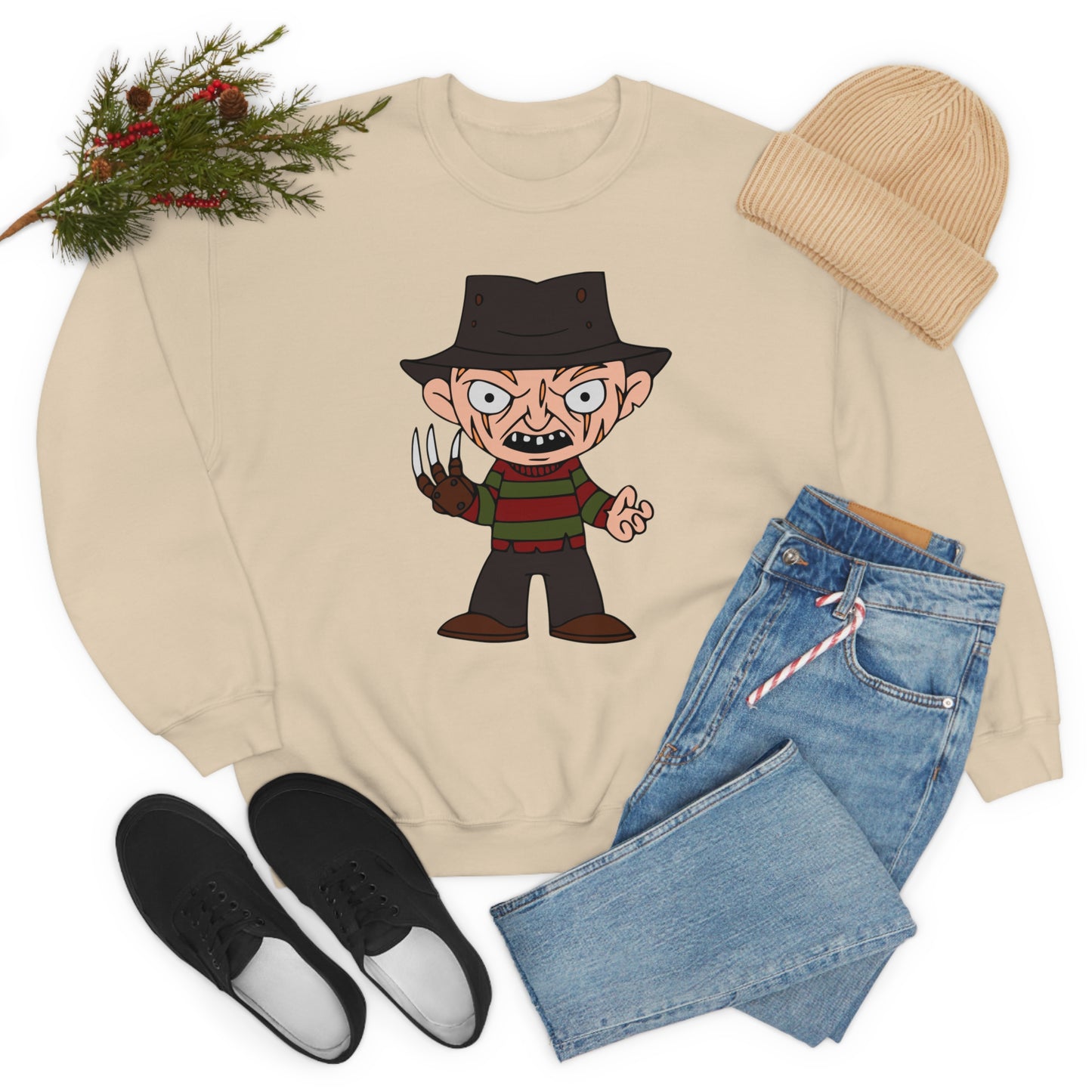 Freddy's "Whatever you do, Don't fall asleep" Halloween Unisex Sweatshirt S-5XL S Sand - HolidayShoppingFinds