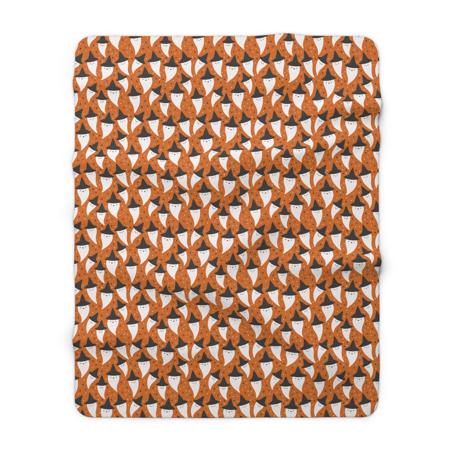 Orange Ghost Sherpa Fleece Blanket, Halloween Throw Blanket, Ghosts - HolidayShoppingFinds