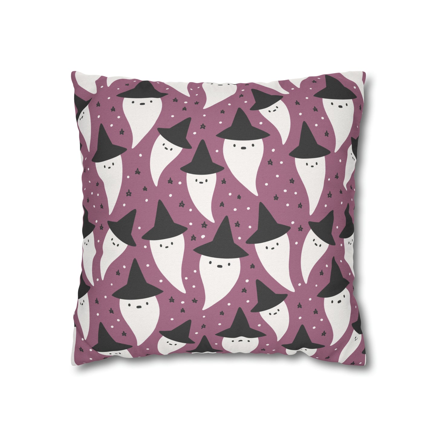 Whimsical Pillowcase, Spooky Ghosts Halloween Purple Pillow Cover, Square Accent Pillow Case - HolidayShoppingFinds