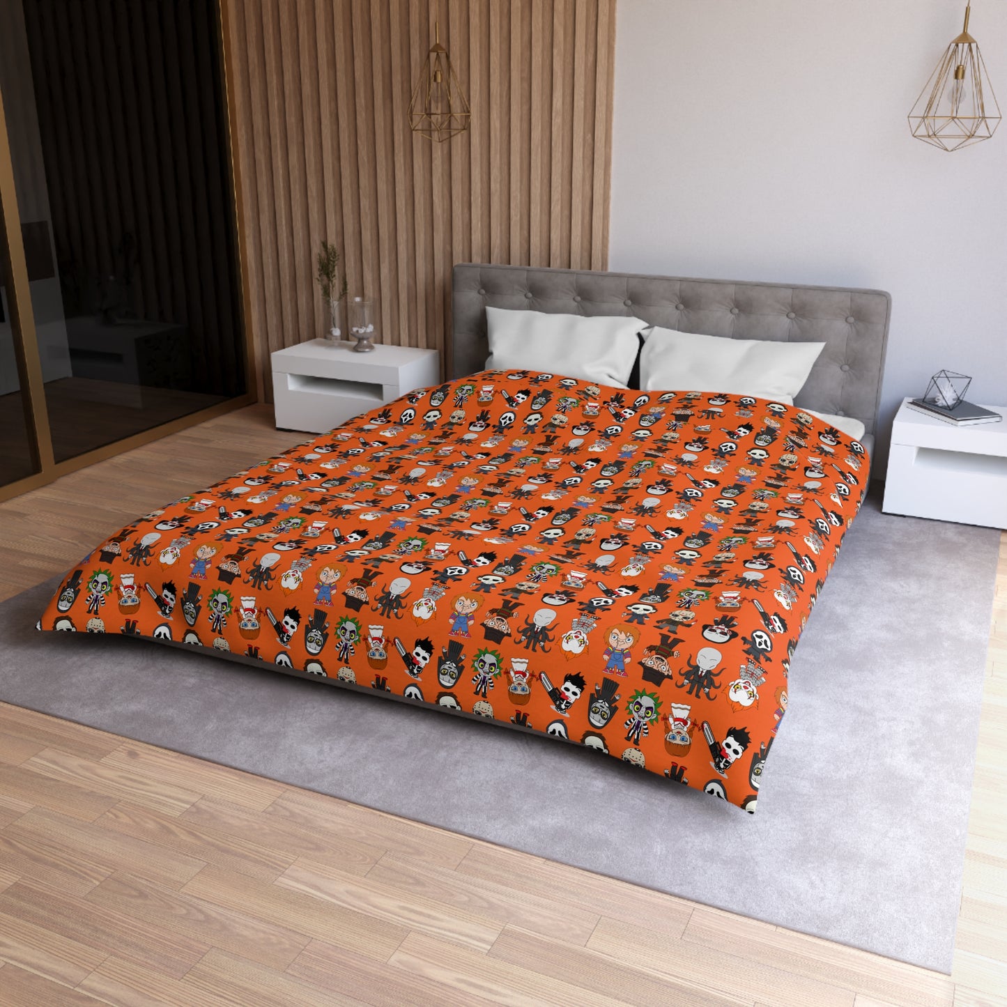 Halloween Killers Duvet Cover, Horror Movie Villains Orange Twin/TwinXL/Queen/King Duvet - HolidayShoppingFinds