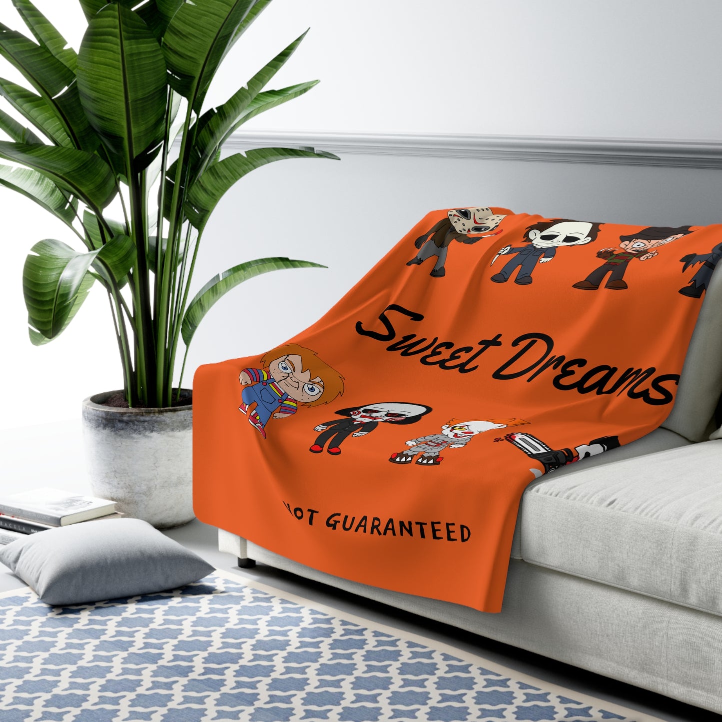 Halloween Horror Squad Blanket, Halloween Killers Orange Sherpa Blanket - HolidayShoppingFinds