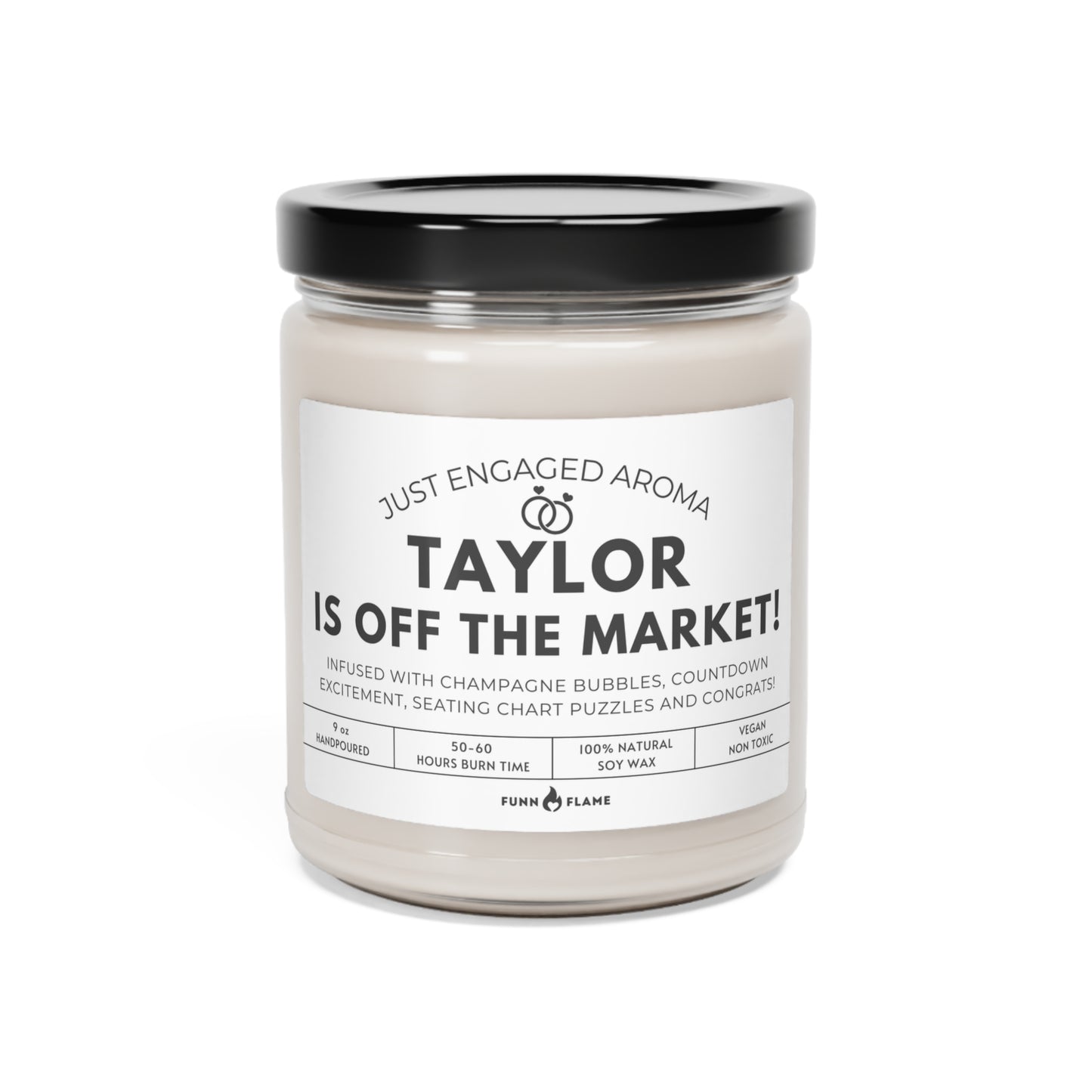 Off The Market Candle Funny Bachelor Bachelorette Party Bridal Gift (W) 100% Vegan Soy Wax Candle Eco-Friendly Long-Lasting Candle Coconut Cream + Cardamom 9oz - HolidayShoppingFinds