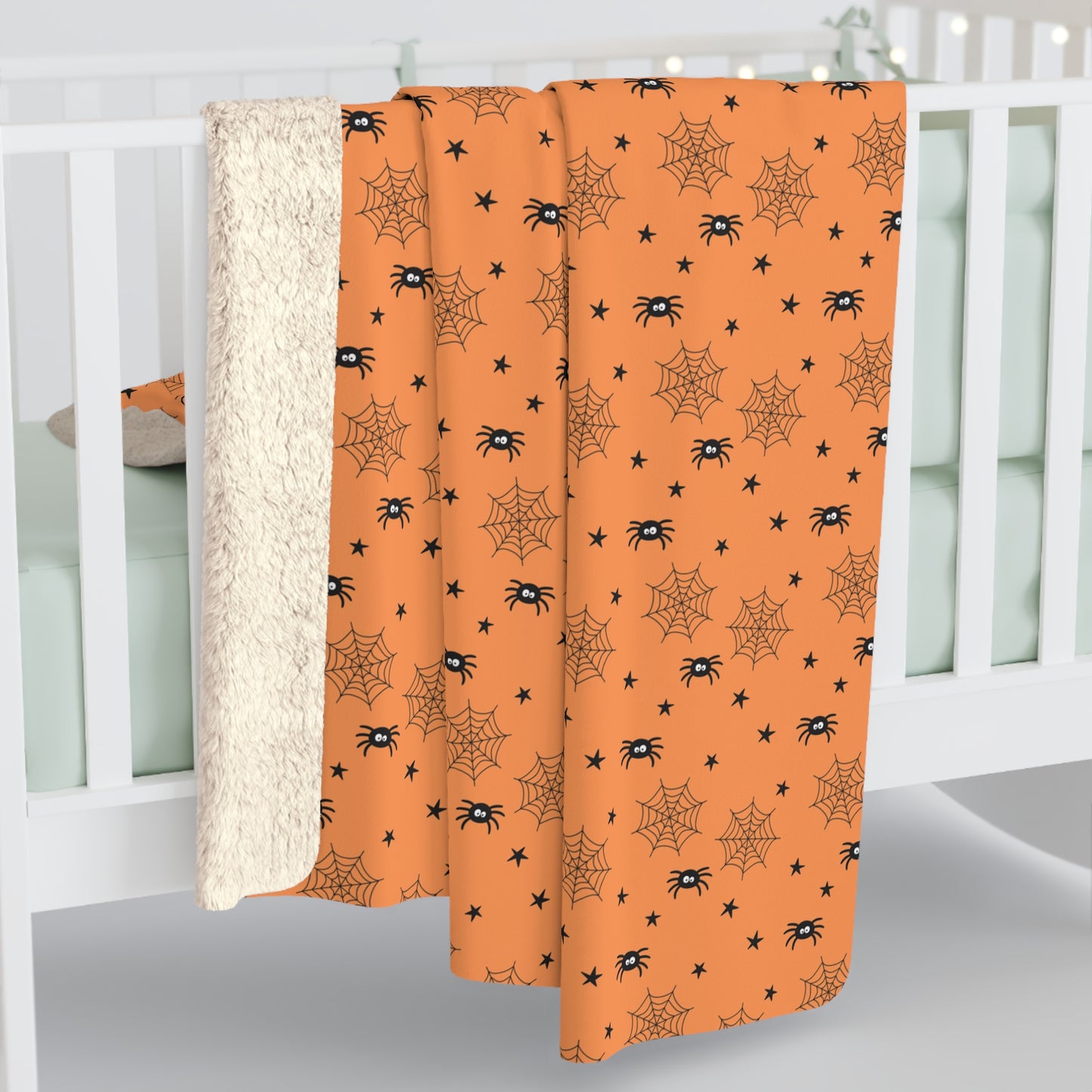 Spider Cobweb Web Sherpa Fleece Blanket Halloween Spooky Throw Blanket - HolidayShoppingFinds