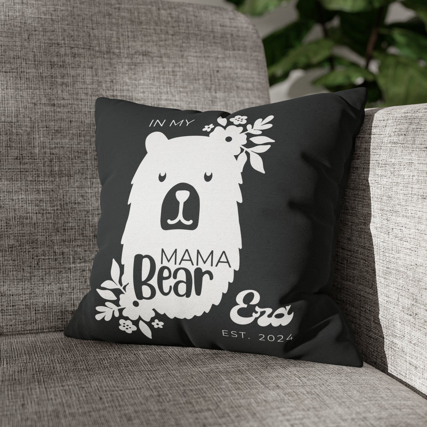 Personalized In My Mama Bear Era Pillowcase Gray, Gift For Mom 14" × 14" - HolidayShoppingFinds