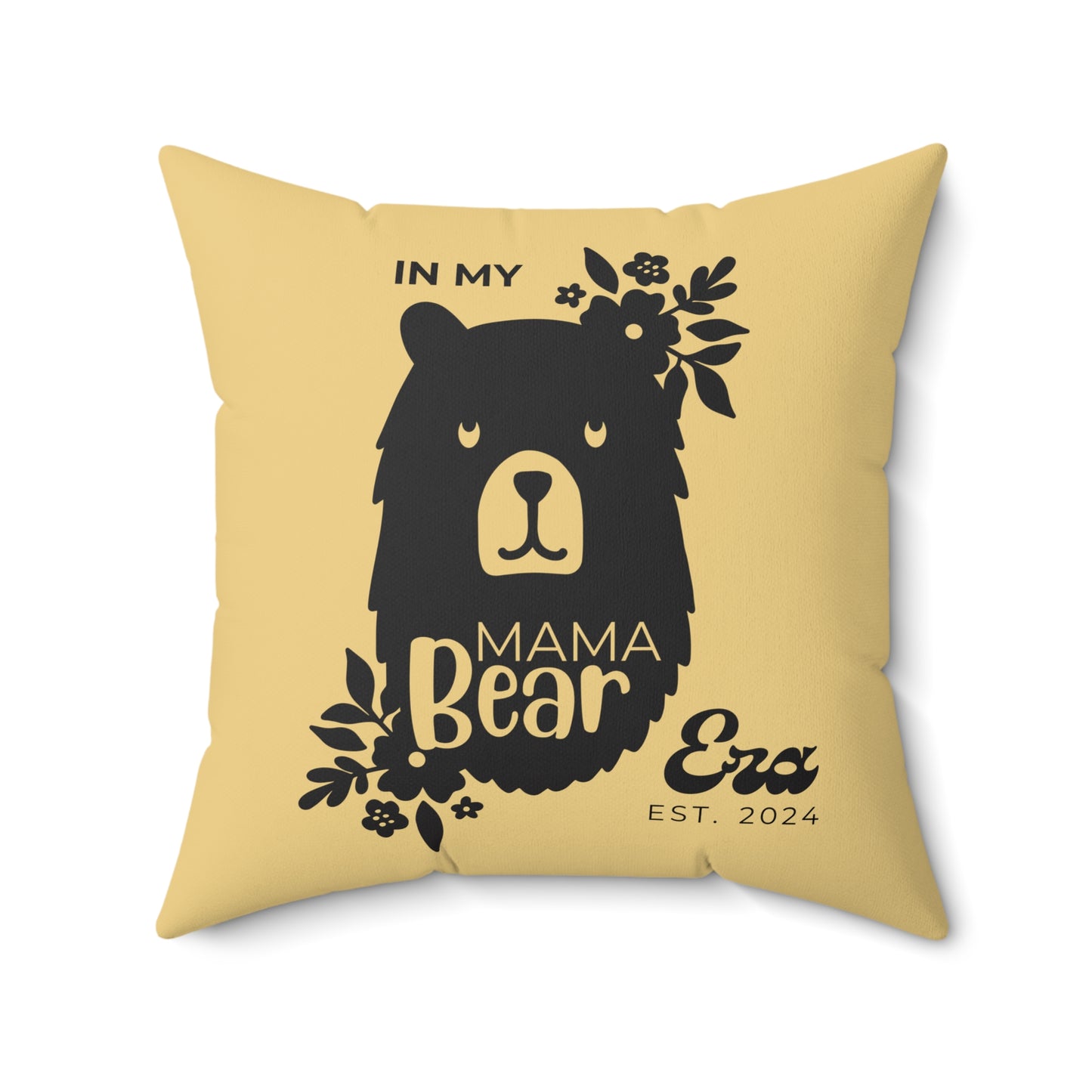 Personalized In My Mama Bear Era Pillow with Insert Buttery Yellow Gift For Mom 20" × 20" - HolidayShoppingFinds