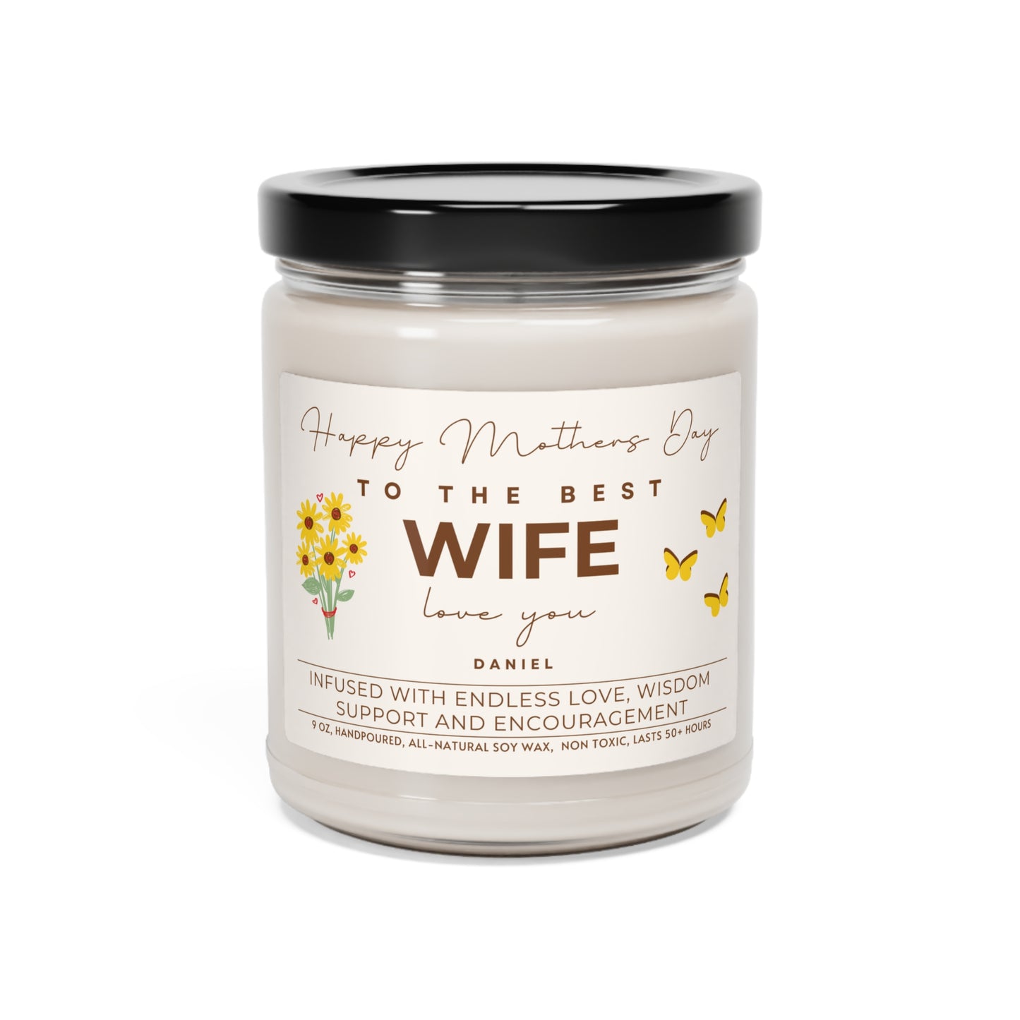 Personalized Candle for Wife, Happy Mother's Day Candle Custom Gift (I) Gift for Moms, 100% Vegan Soy Wax Scented Candle, Eco-Friendly Coconut Cream + Cardamom 9oz - HolidayShoppingFinds