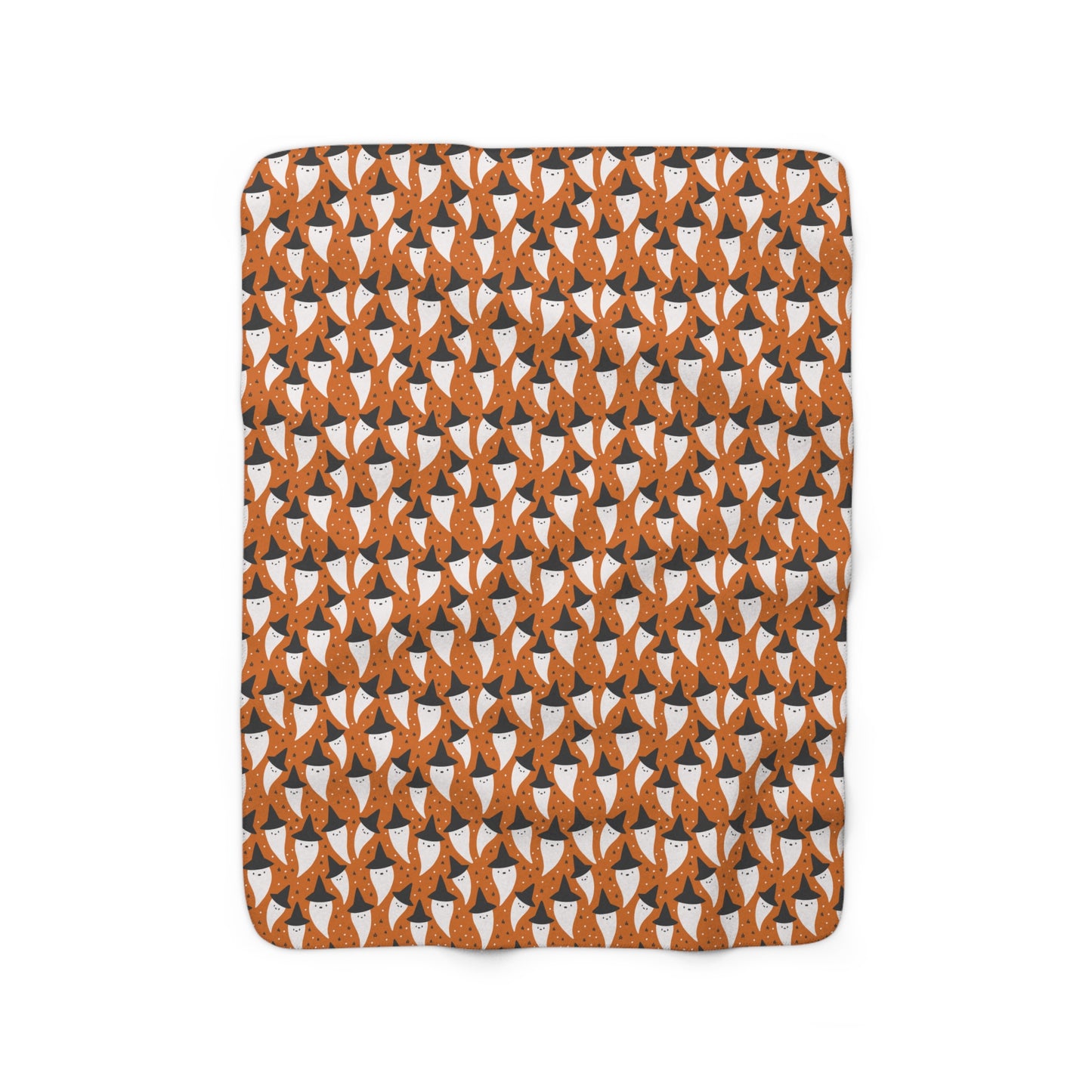 Orange Ghost Sherpa Fleece Blanket, Halloween Throw Blanket, Ghosts - HolidayShoppingFinds