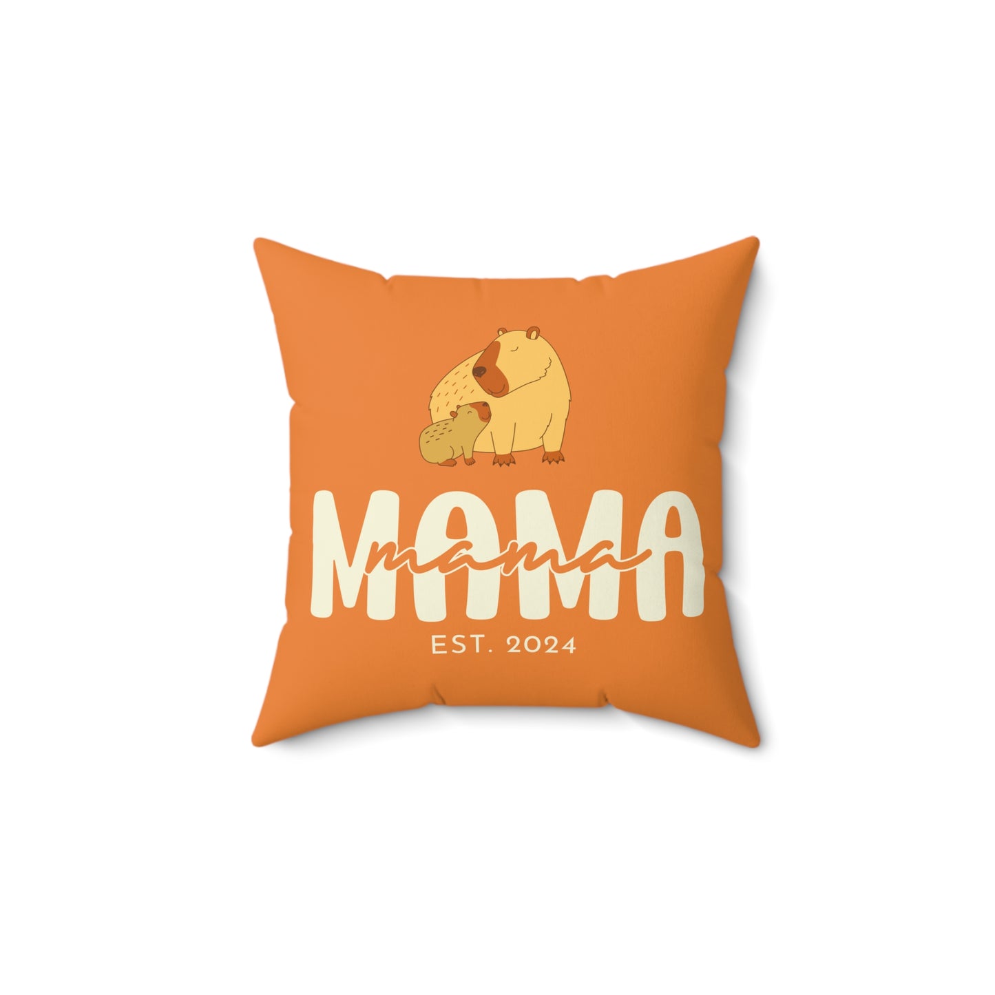 Personalized Mama Capybara Pillow Orange, Gift For Mom, Custom Pillow with insert - HolidayShoppingFinds