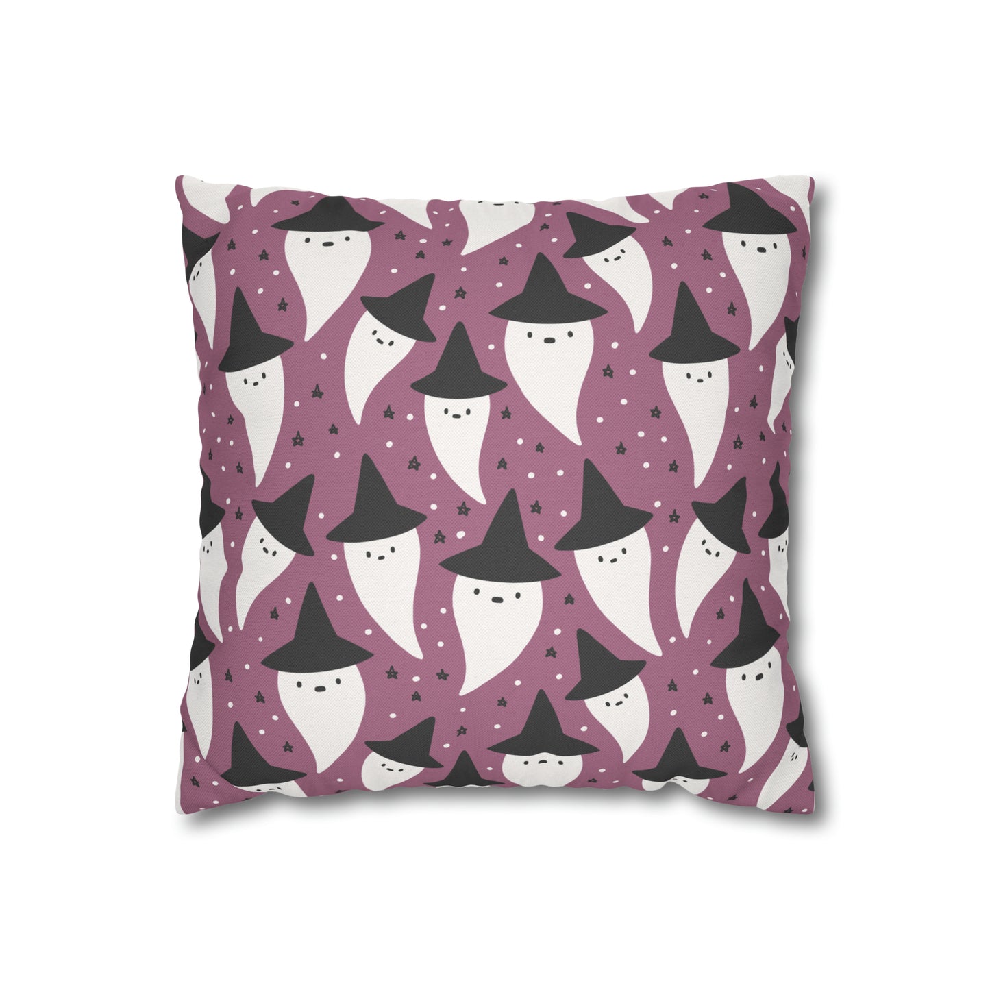 Whimsical Pillowcase, Spooky Ghosts Halloween Purple Pillow Cover, Square Accent Pillow Case - HolidayShoppingFinds