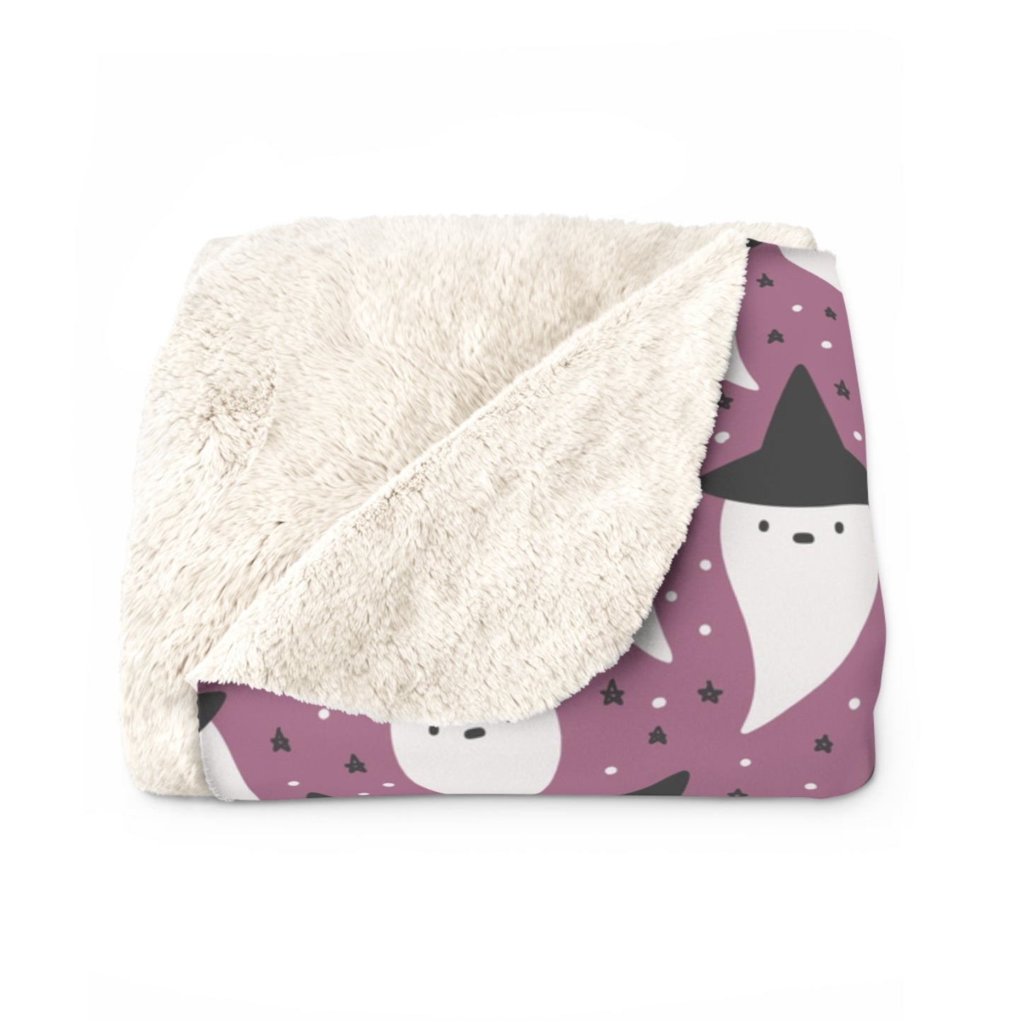Purple Ghost Sherpa Fleece Blanket, Halloween Throw Blanket, Ghosts - HolidayShoppingFinds