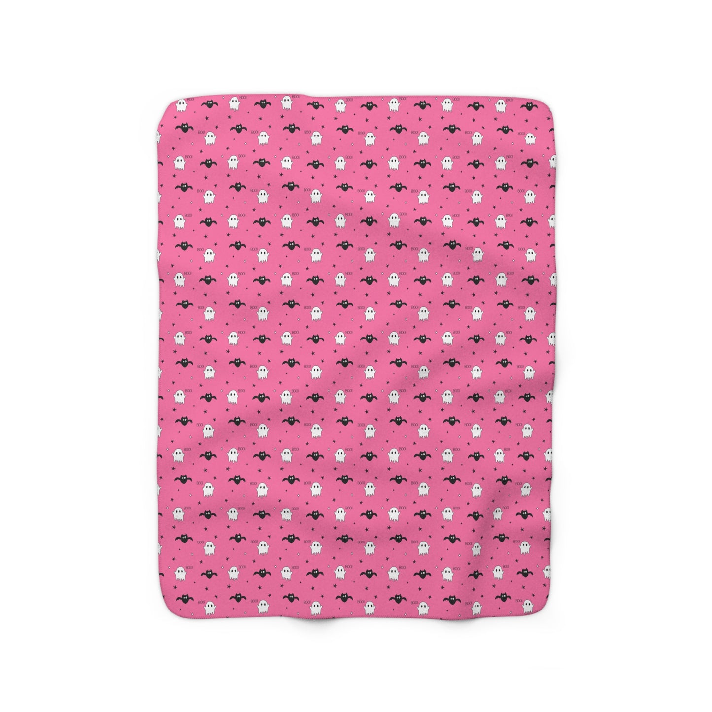 BOO Ghosts & Bats Sherpa Fleece Blanket, Halloween Throw Blanket Pink - HolidayShoppingFinds