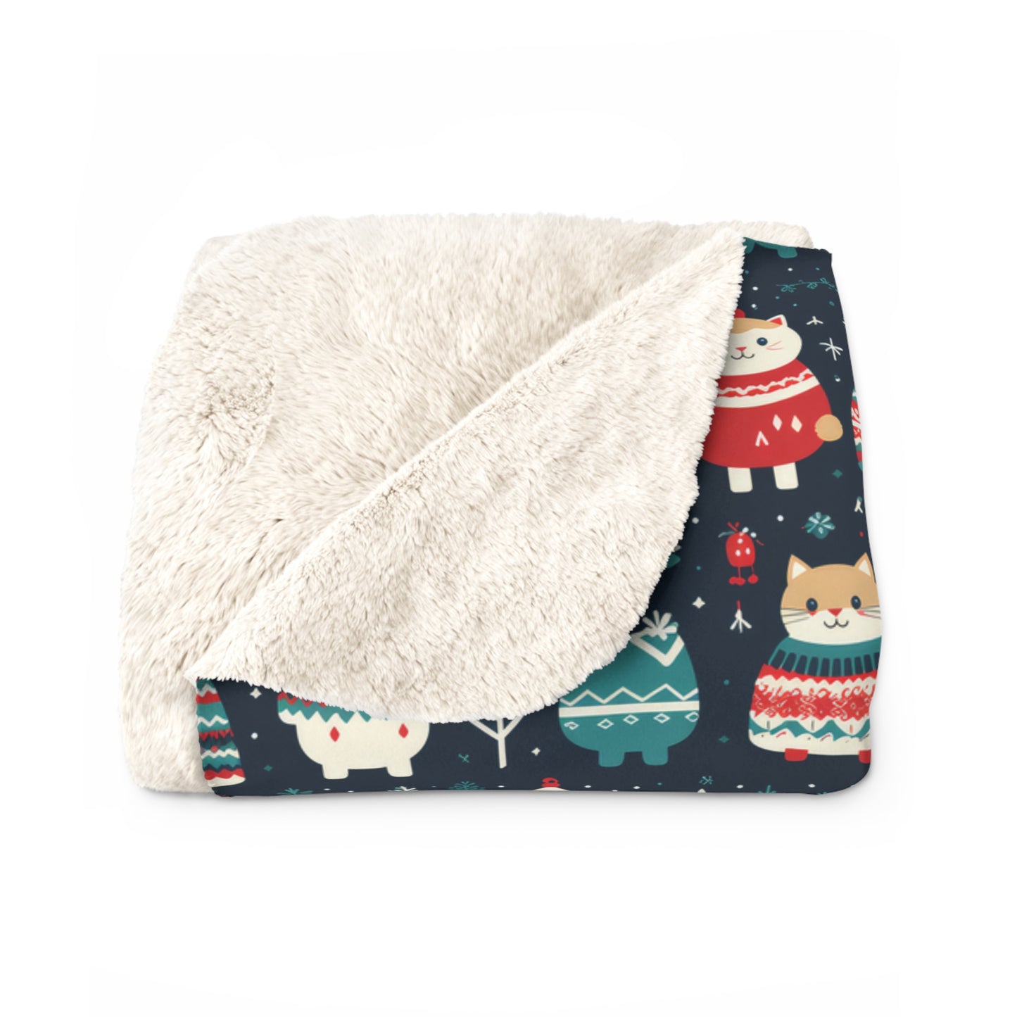 Cute Cats Sherpa Blanket, Kitten Blanket, Kitty Cartoon Blanket, Holiday Gift for Cat Lover Cat Mom, Cozy Throw Blanket, Holiday Gift - HolidayShoppingFinds
