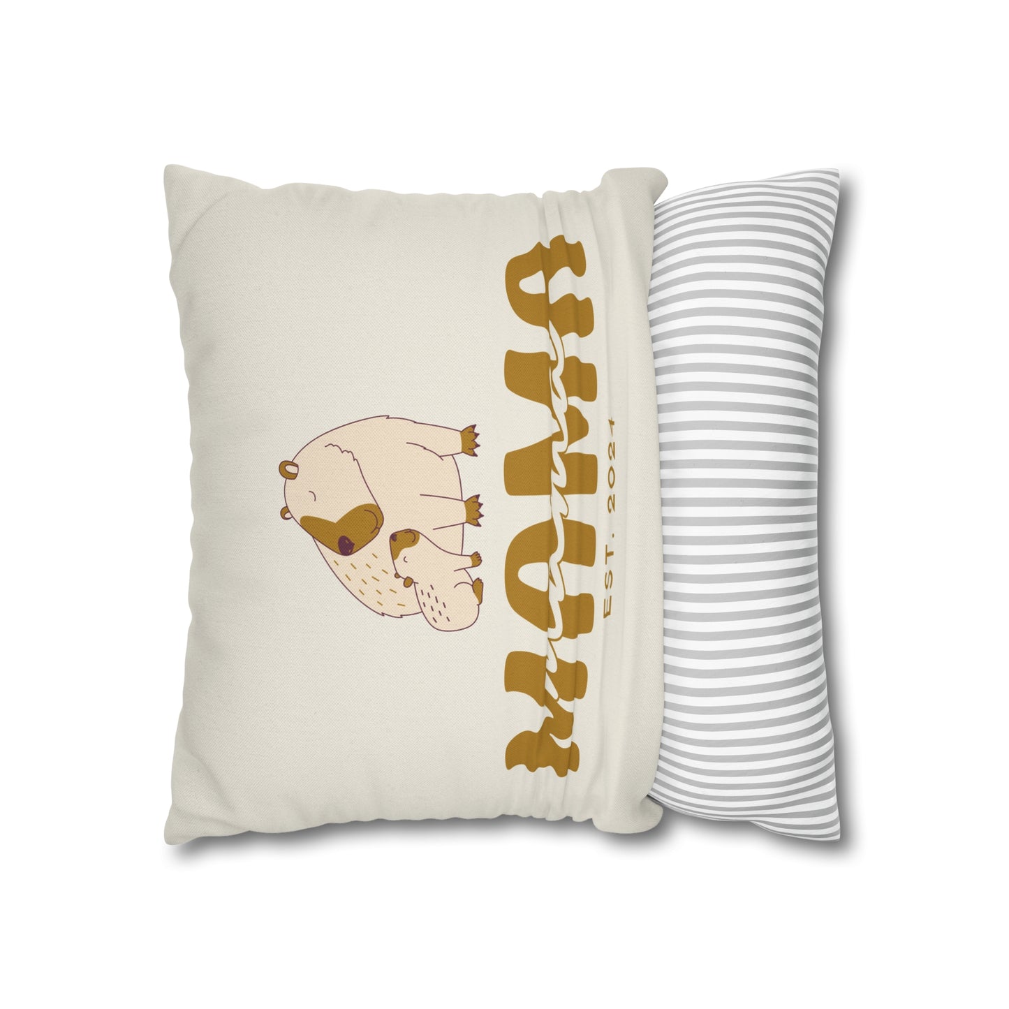 Personalized Mama Capybara Pillowcase Beige, Gift For Mom - HolidayShoppingFinds
