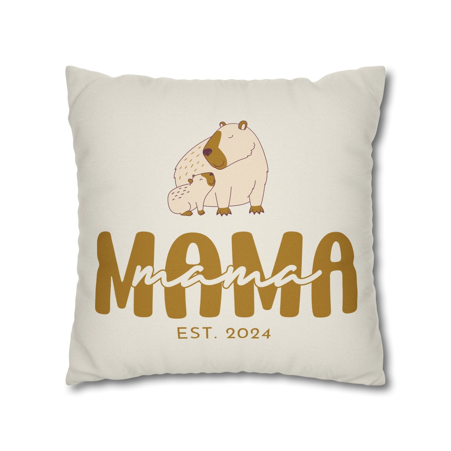 Personalized Mama Capybara Pillowcase Beige, Gift For Mom - HolidayShoppingFinds